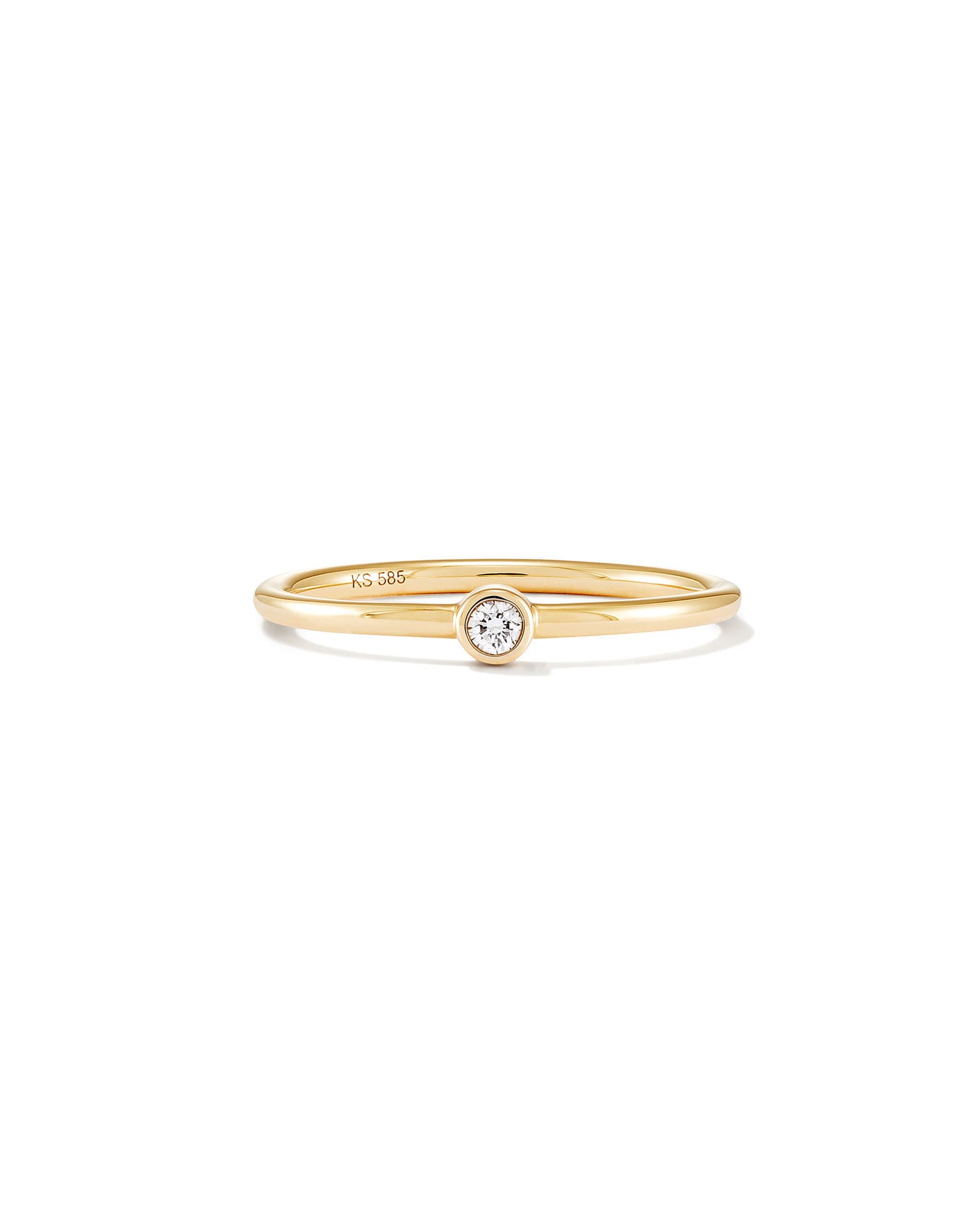 Audrey 14k Yellow Gold Band Ring in White Diamond