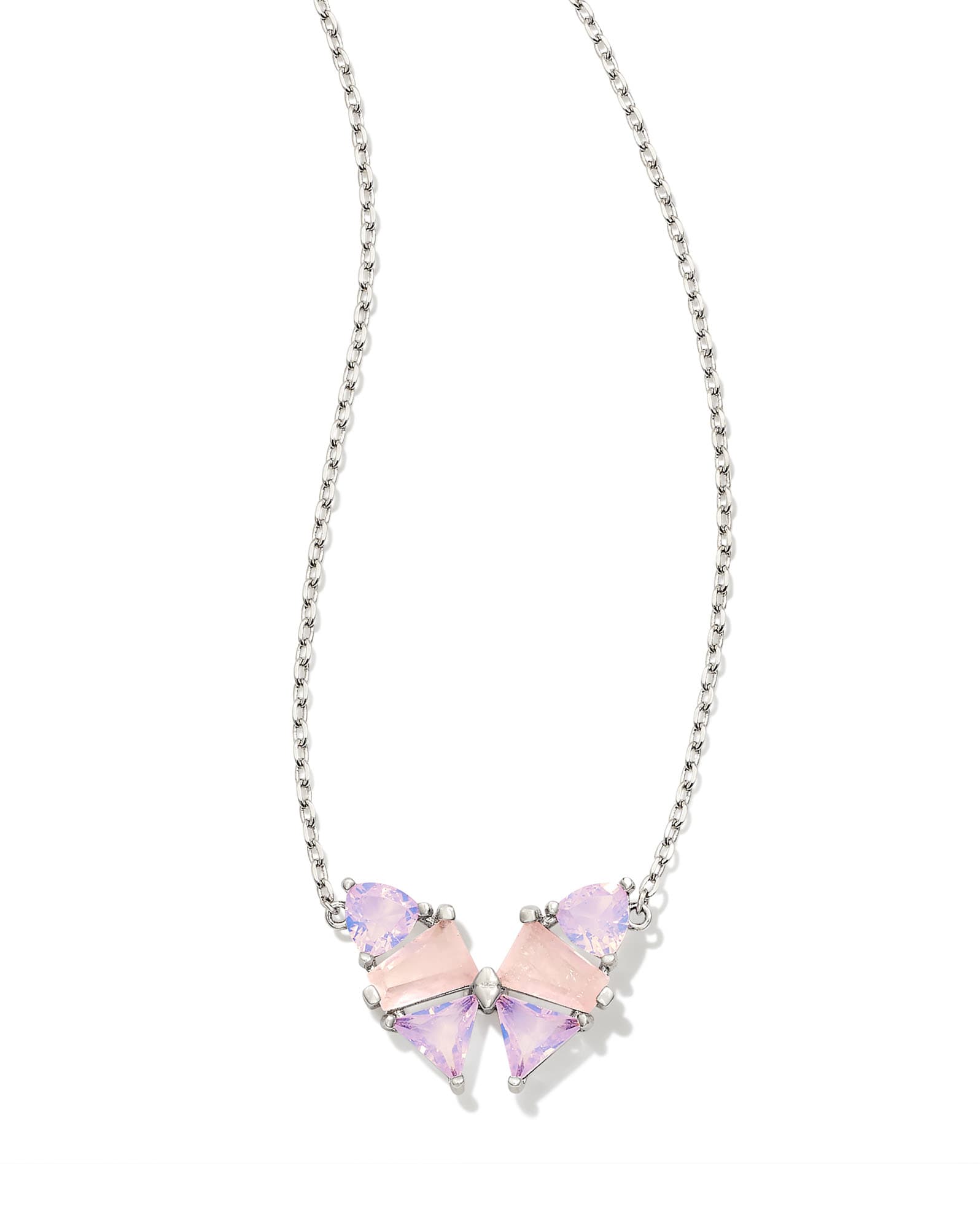 Blair Silver Butterfly Pendant Necklace in Pink Mix