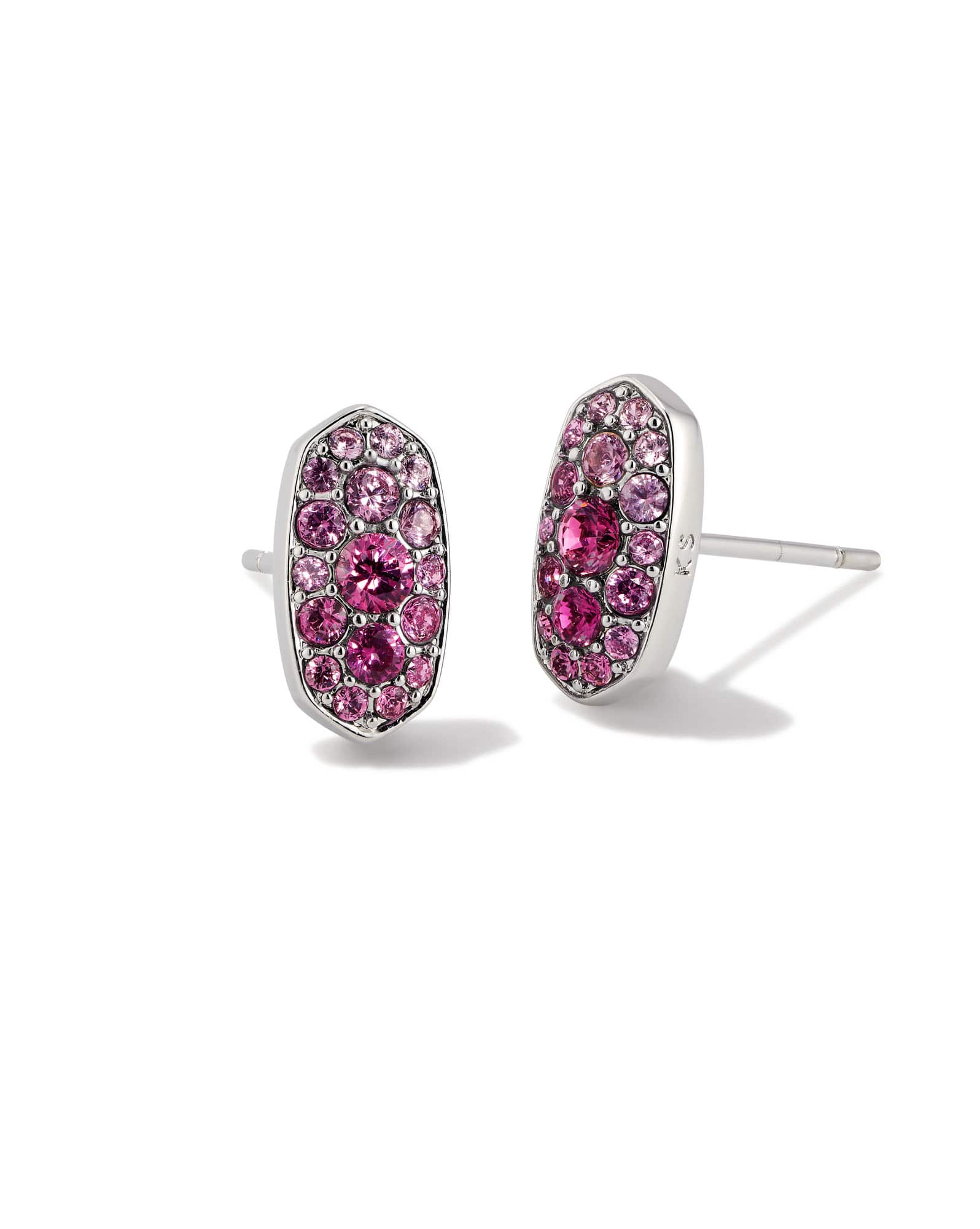 Grayson Silver Crystal Stud Earrings in Pink Ombre
