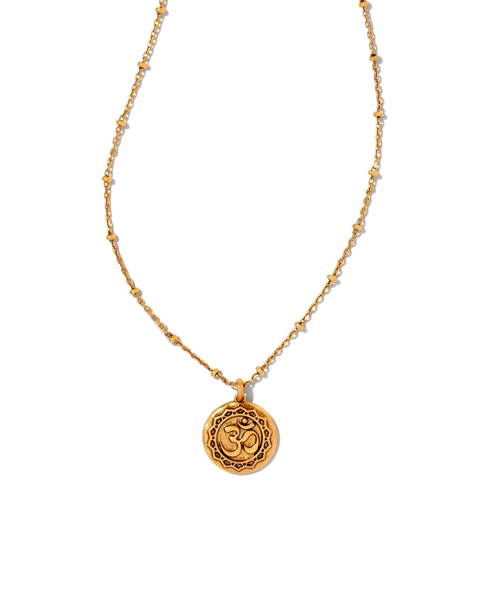 Om Coin Pendant Necklace in Vintage Gold