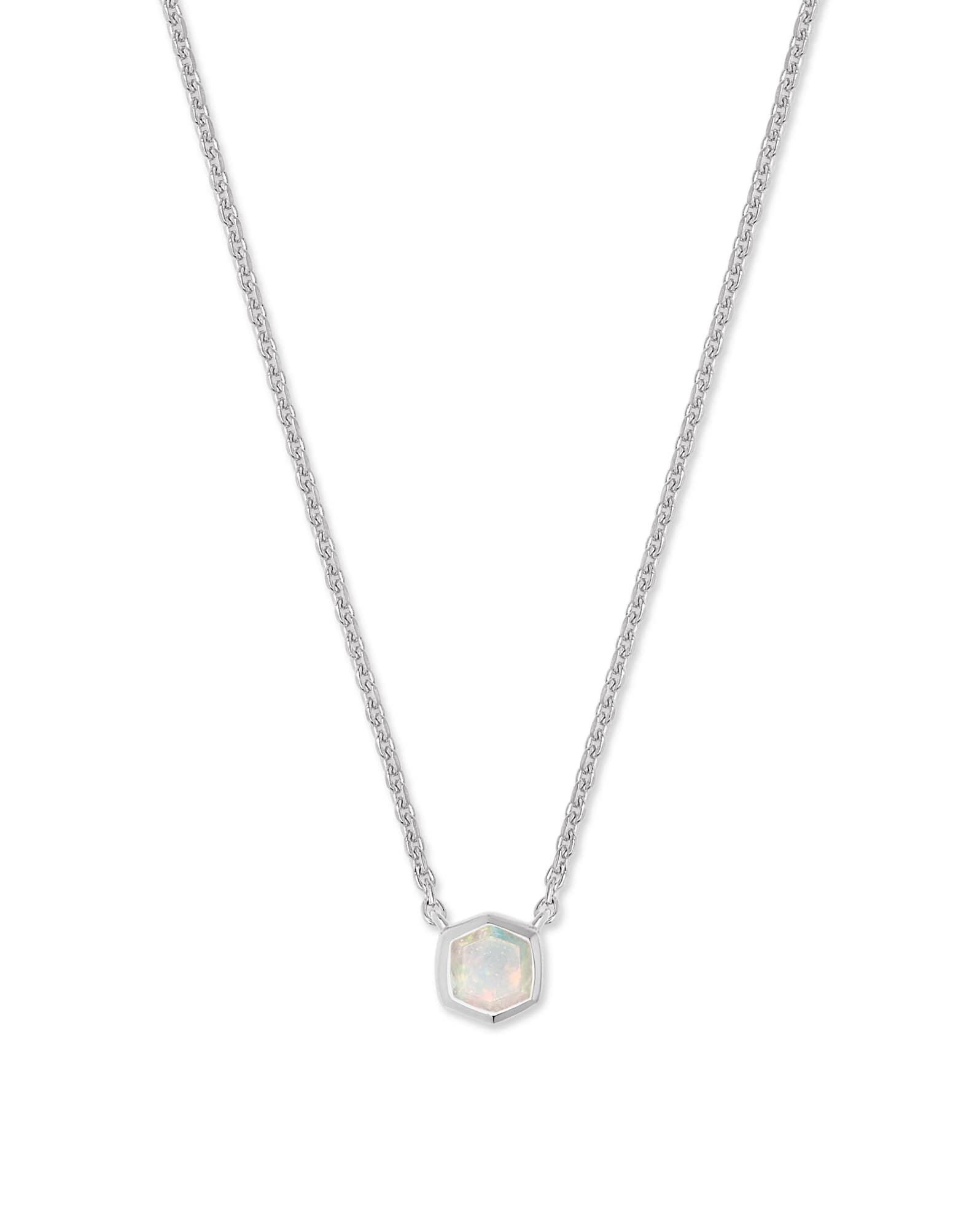 Davie Sterling Silver Pendant Necklace in White Opal
