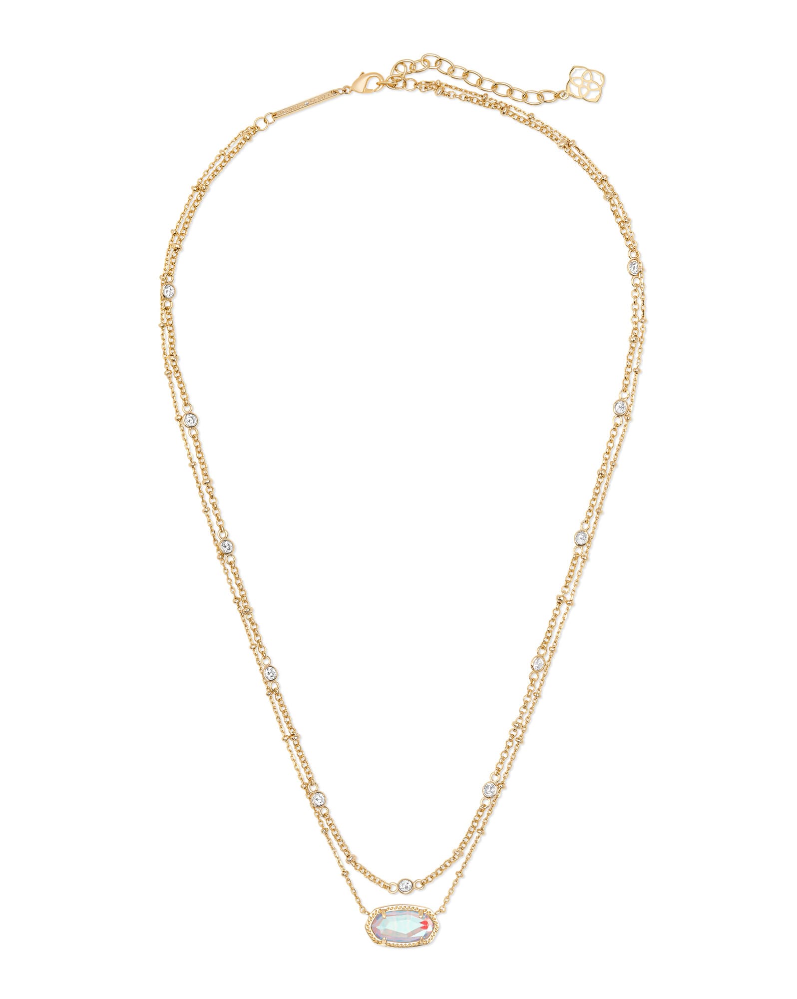 Elisa Gold Multi Strand Necklace in Dichroic Glass
