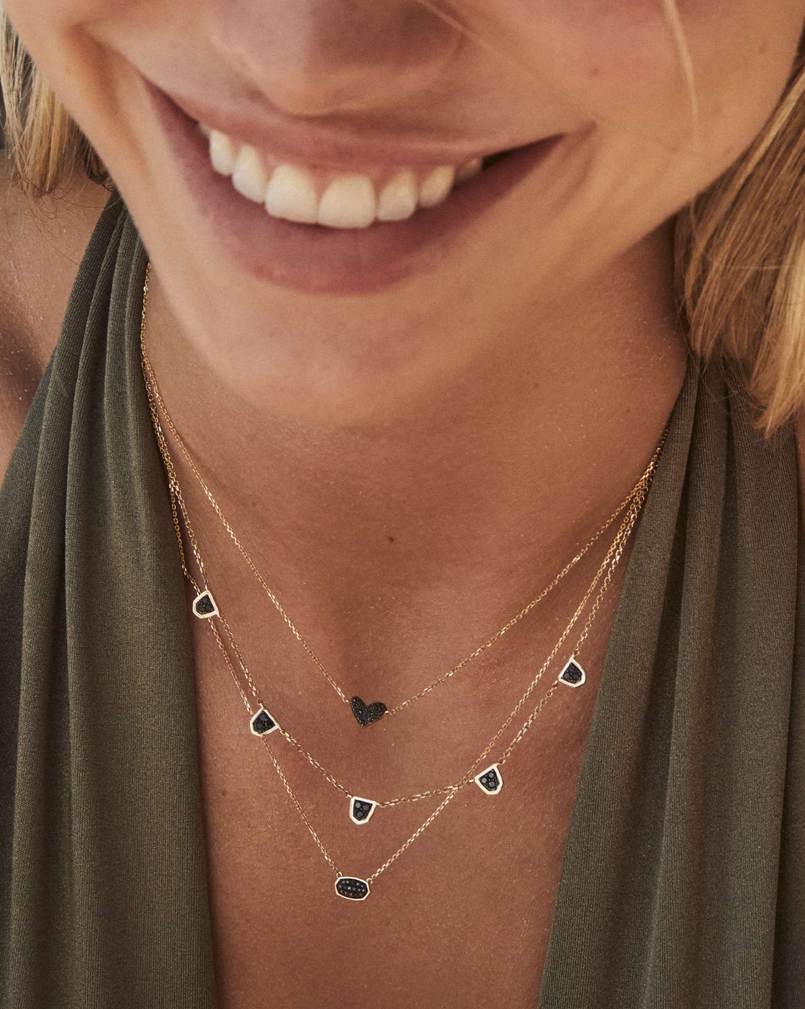 Marisa 14k Yellow Gold Pendant Necklace in Black Diamond