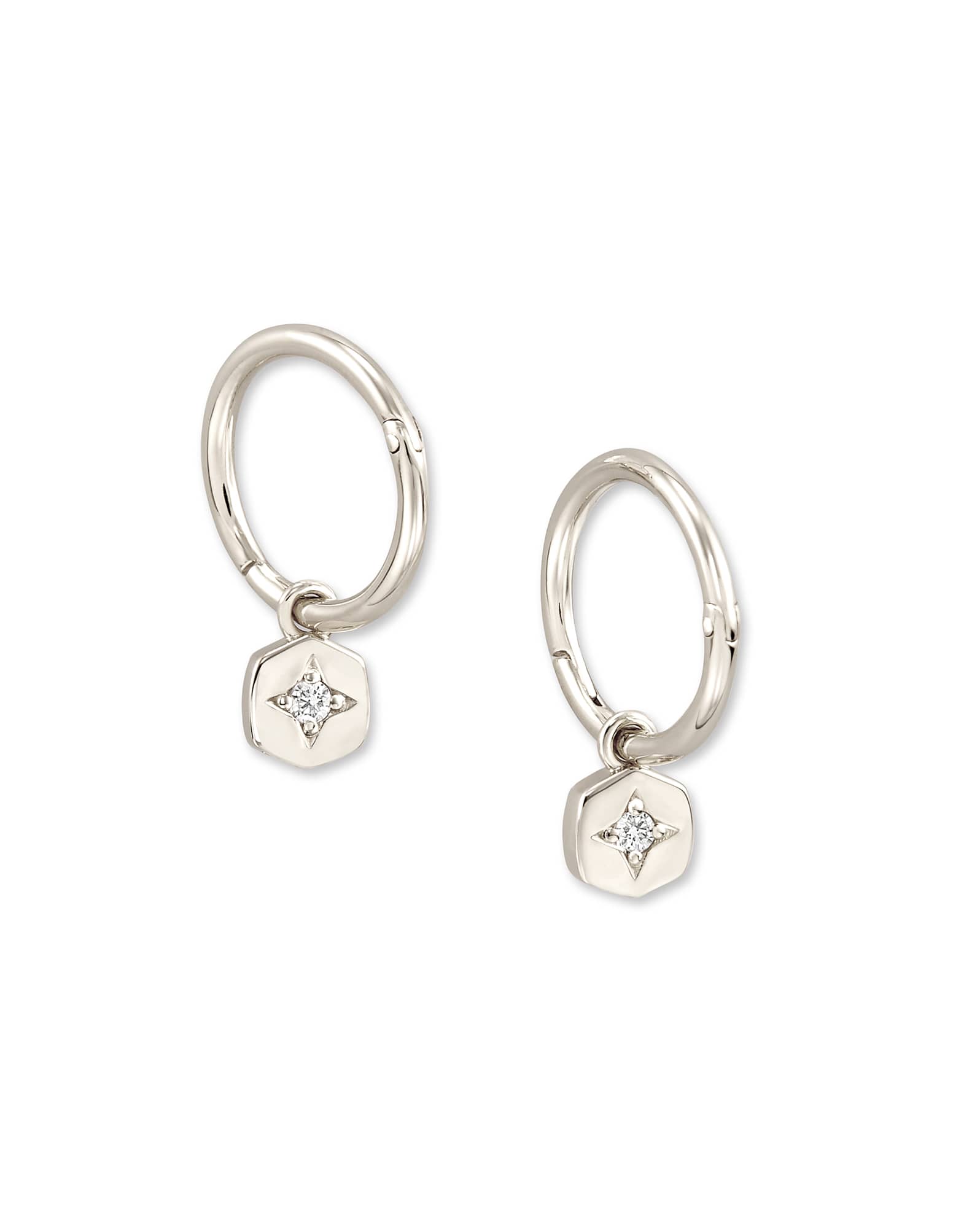 Adanna Sterling Silver Huggie Earrings in White Topaz