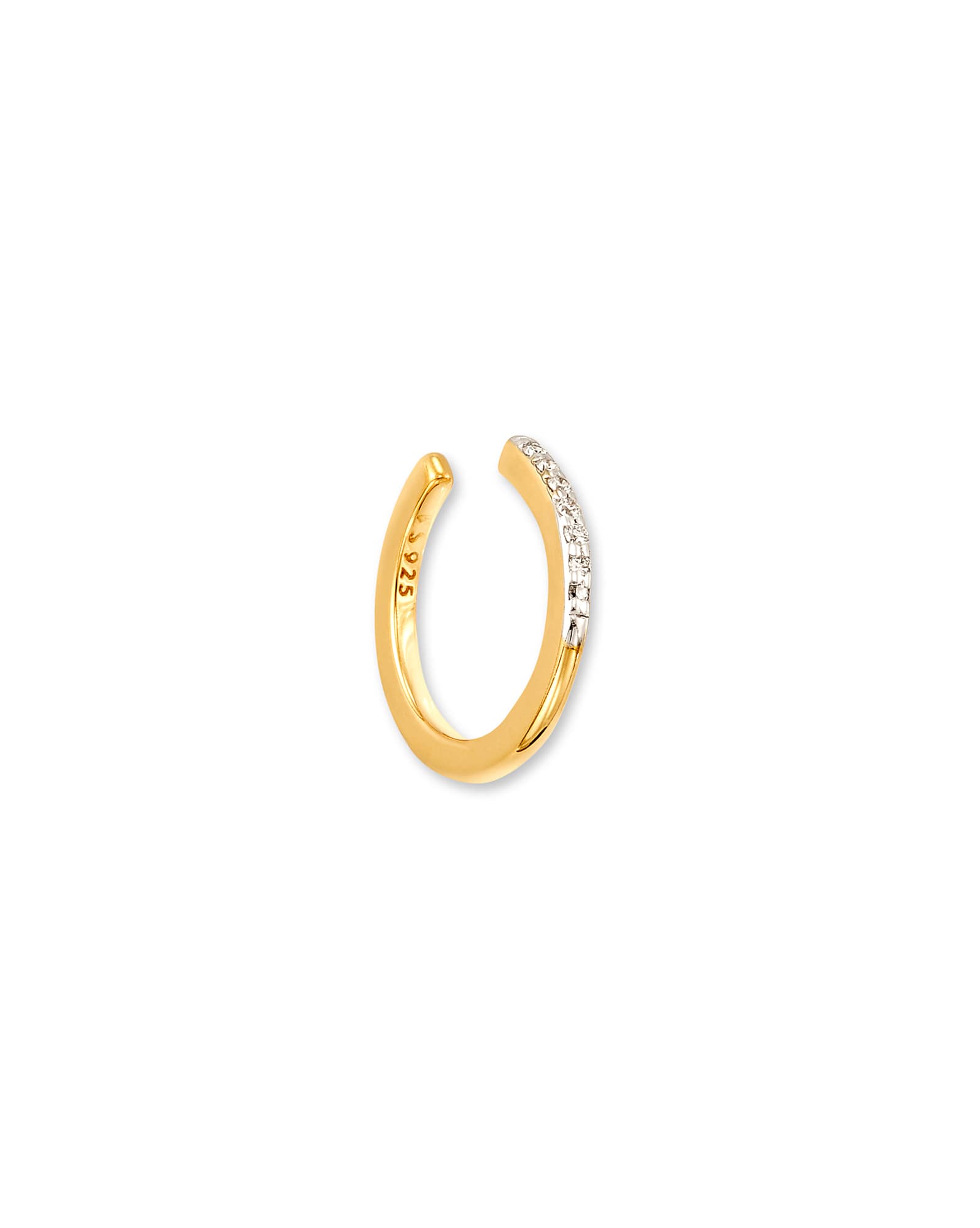 Bobbie 18k Yellow Gold Vermeil Ear Cuff in White Diamond