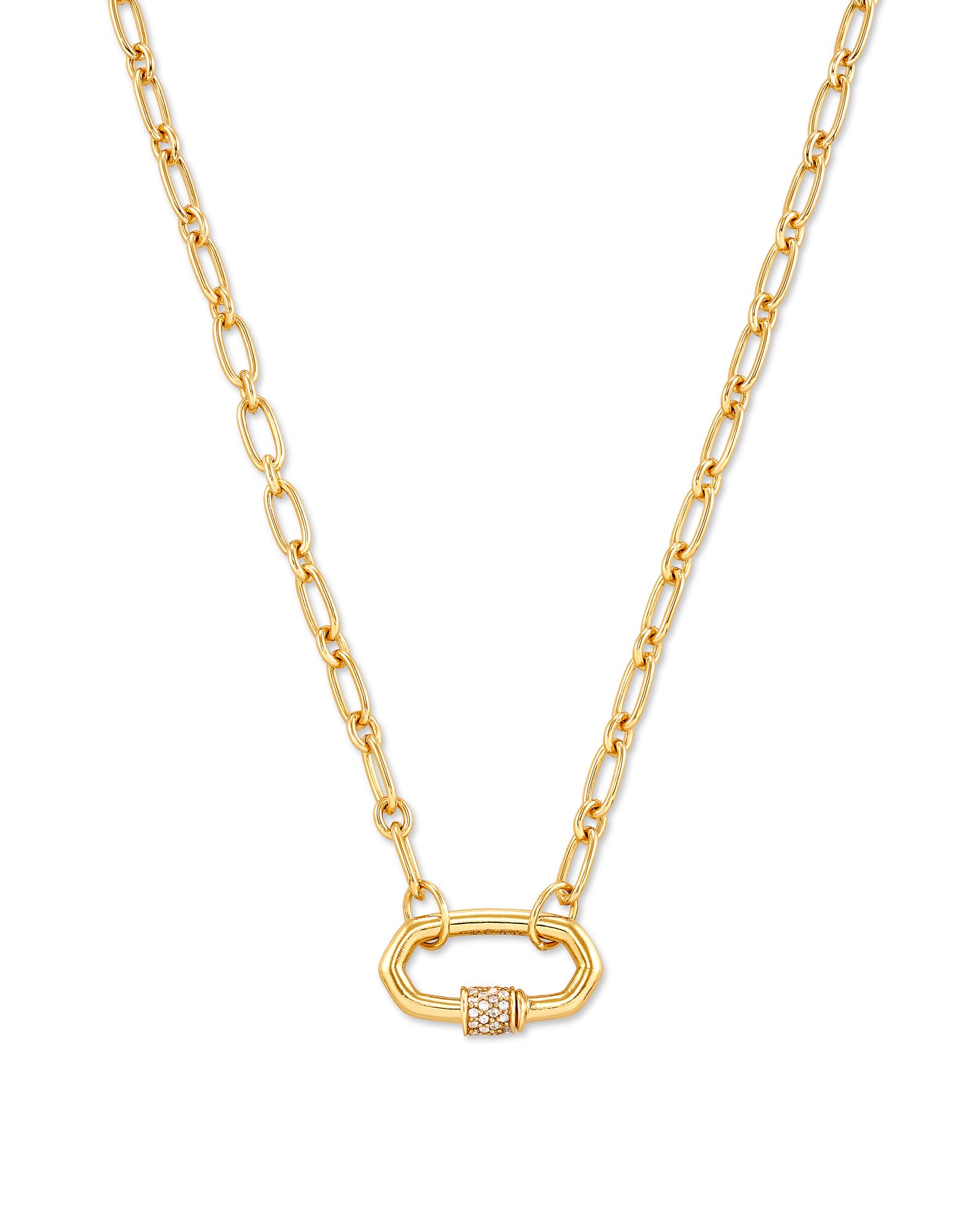 Bristol 18k Gold Vermeil Link Necklace in White Sapphire
