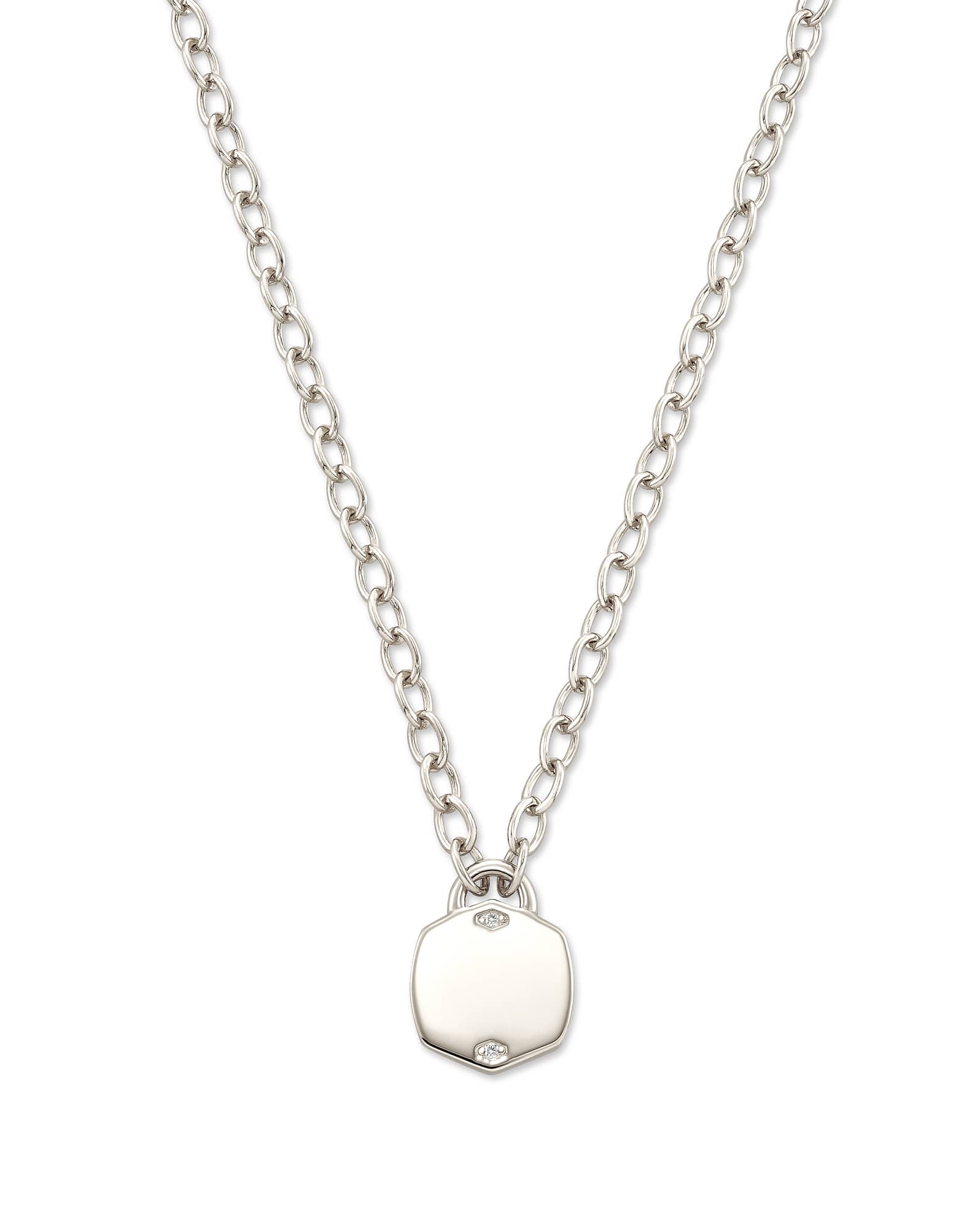 Davis Sterling Silver Chain Necklace in White Diamond