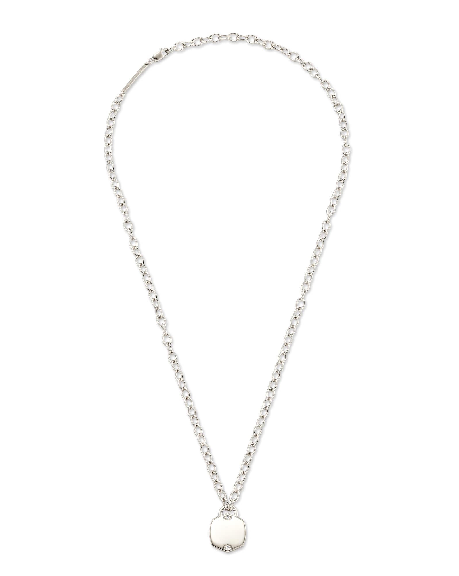 Davis Sterling Silver Chain Necklace in White Diamond
