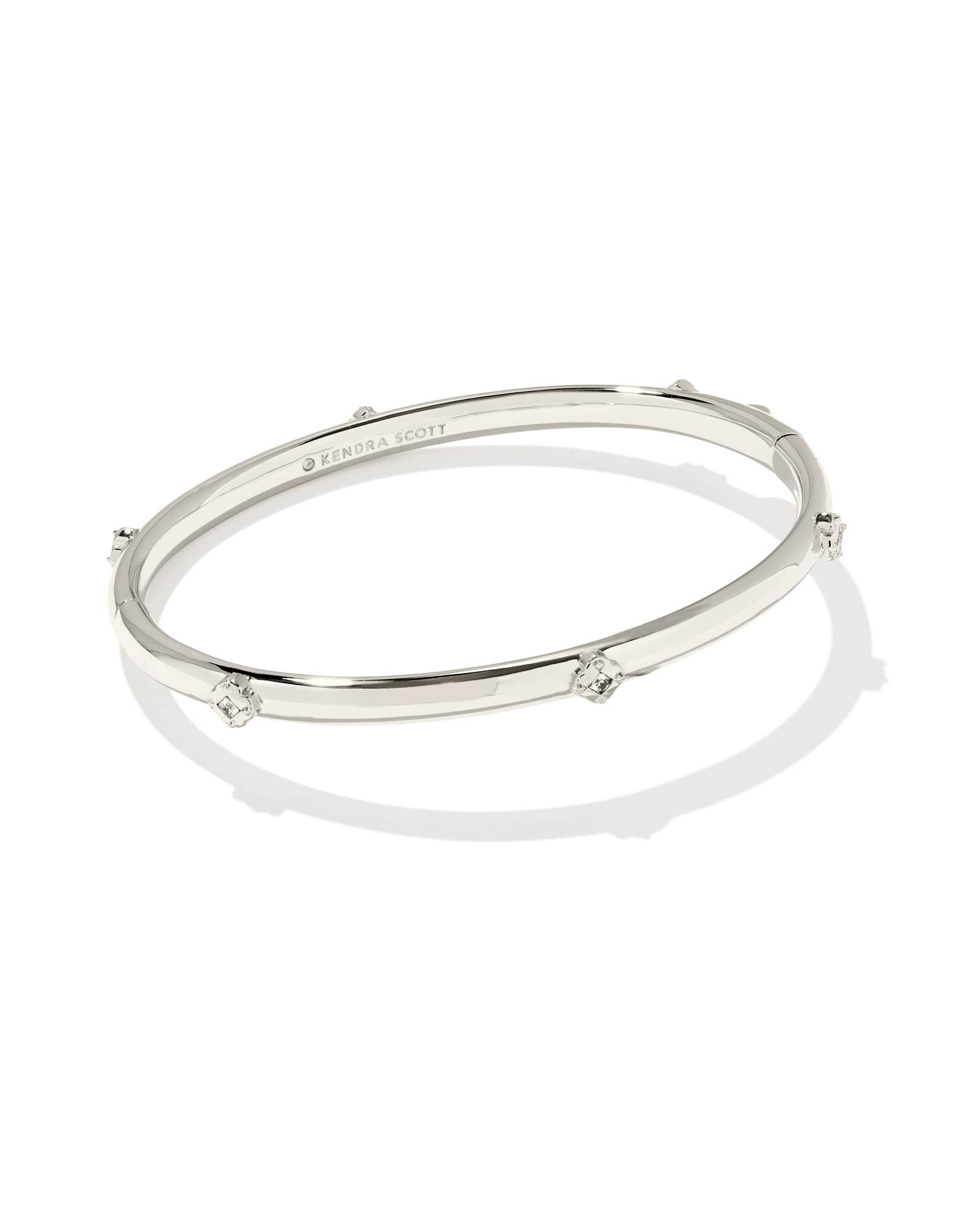 Joelle Silver Bangle Bracelet in White CZ