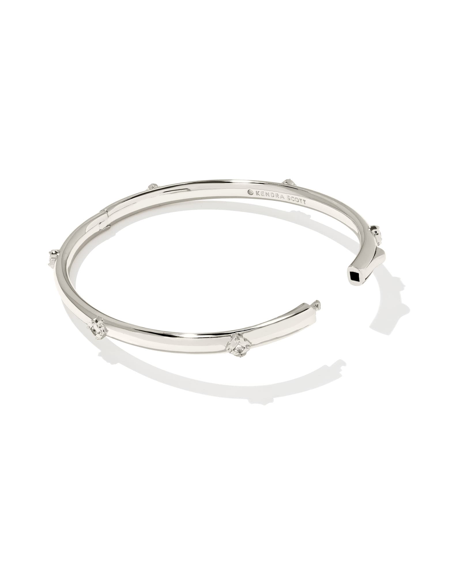 Joelle Silver Bangle Bracelet in White CZ