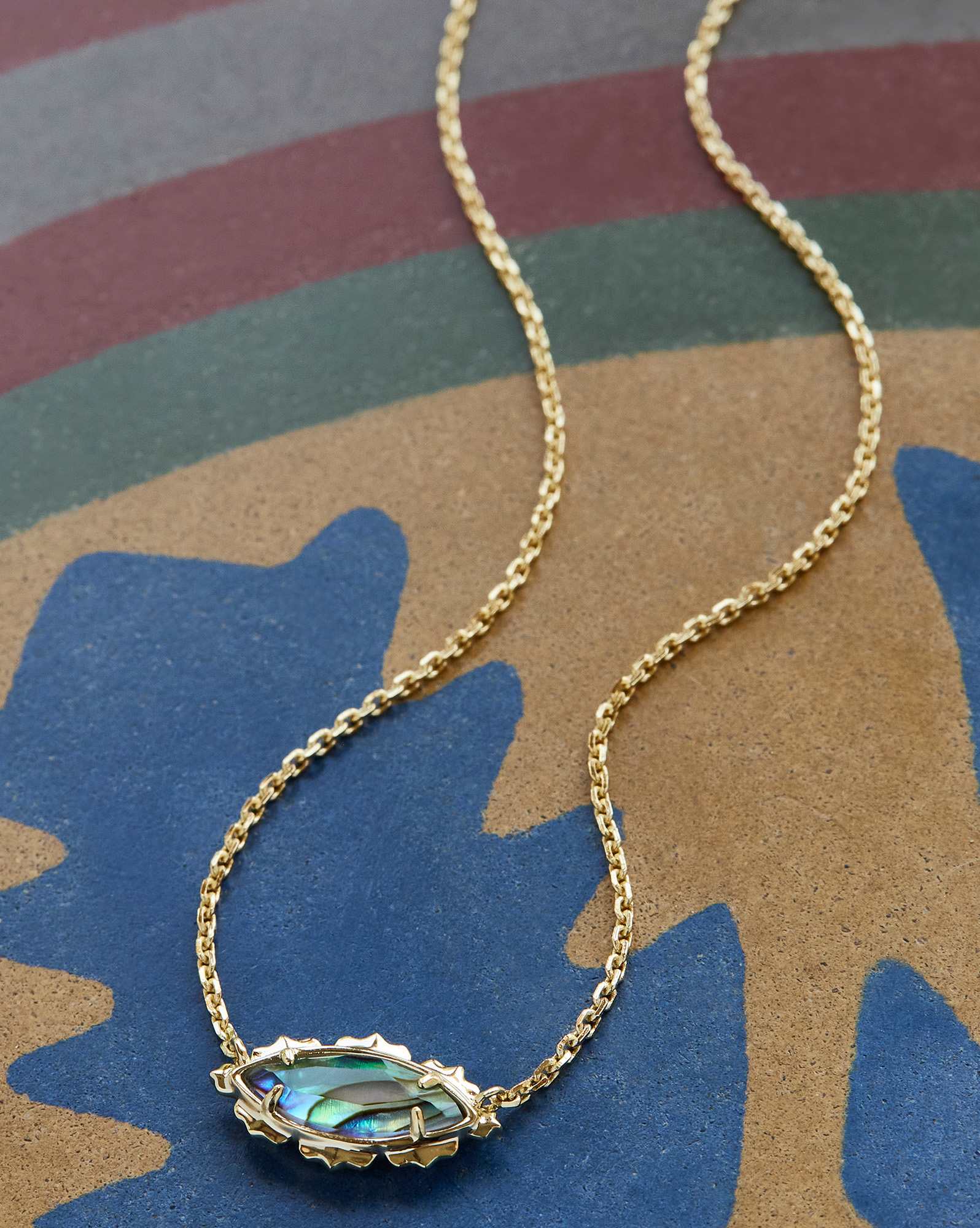 Genevieve Gold Short Pendant Necklace in Abalone