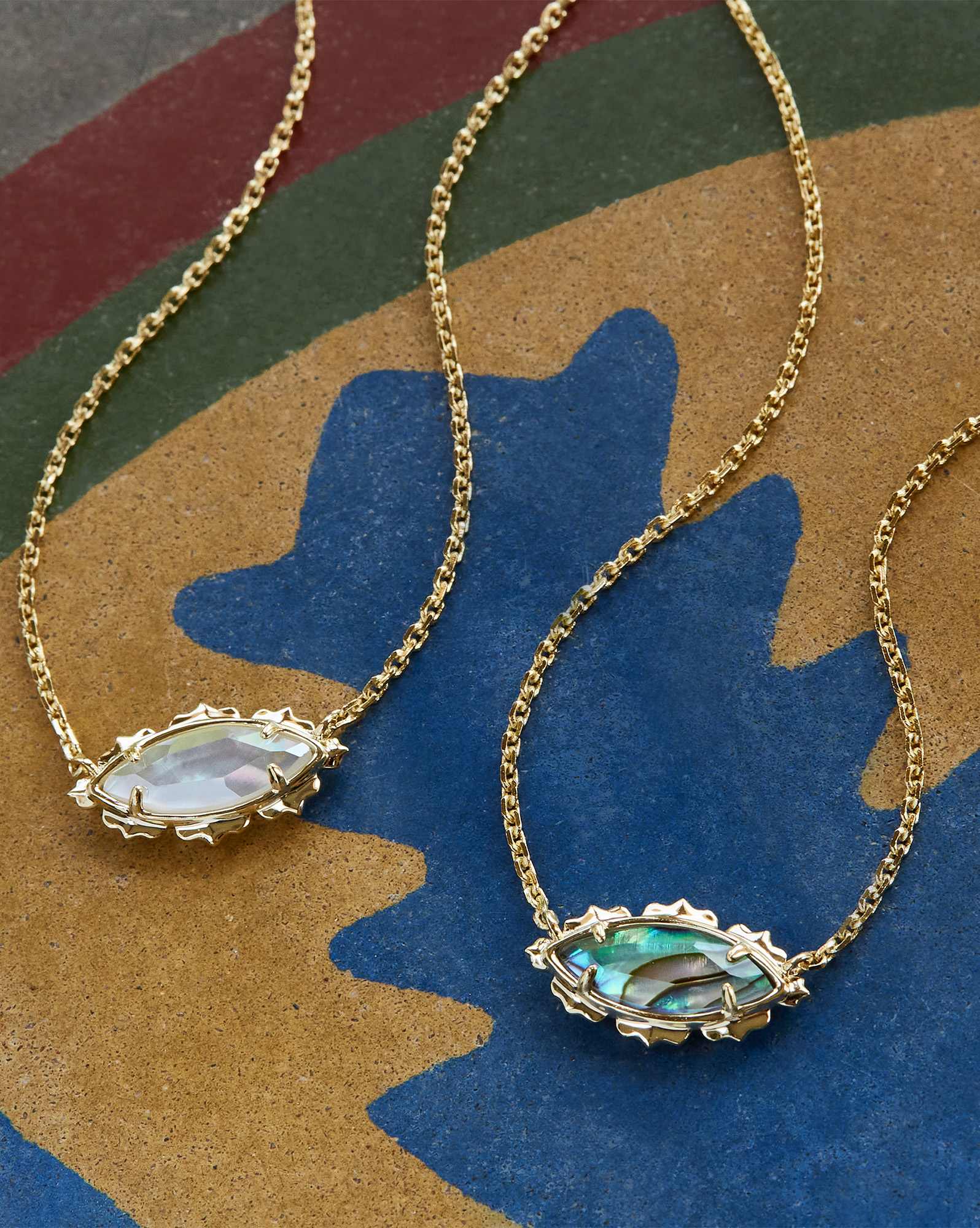 Genevieve Gold Short Pendant Necklace in Ivory Mother-of-Pearl