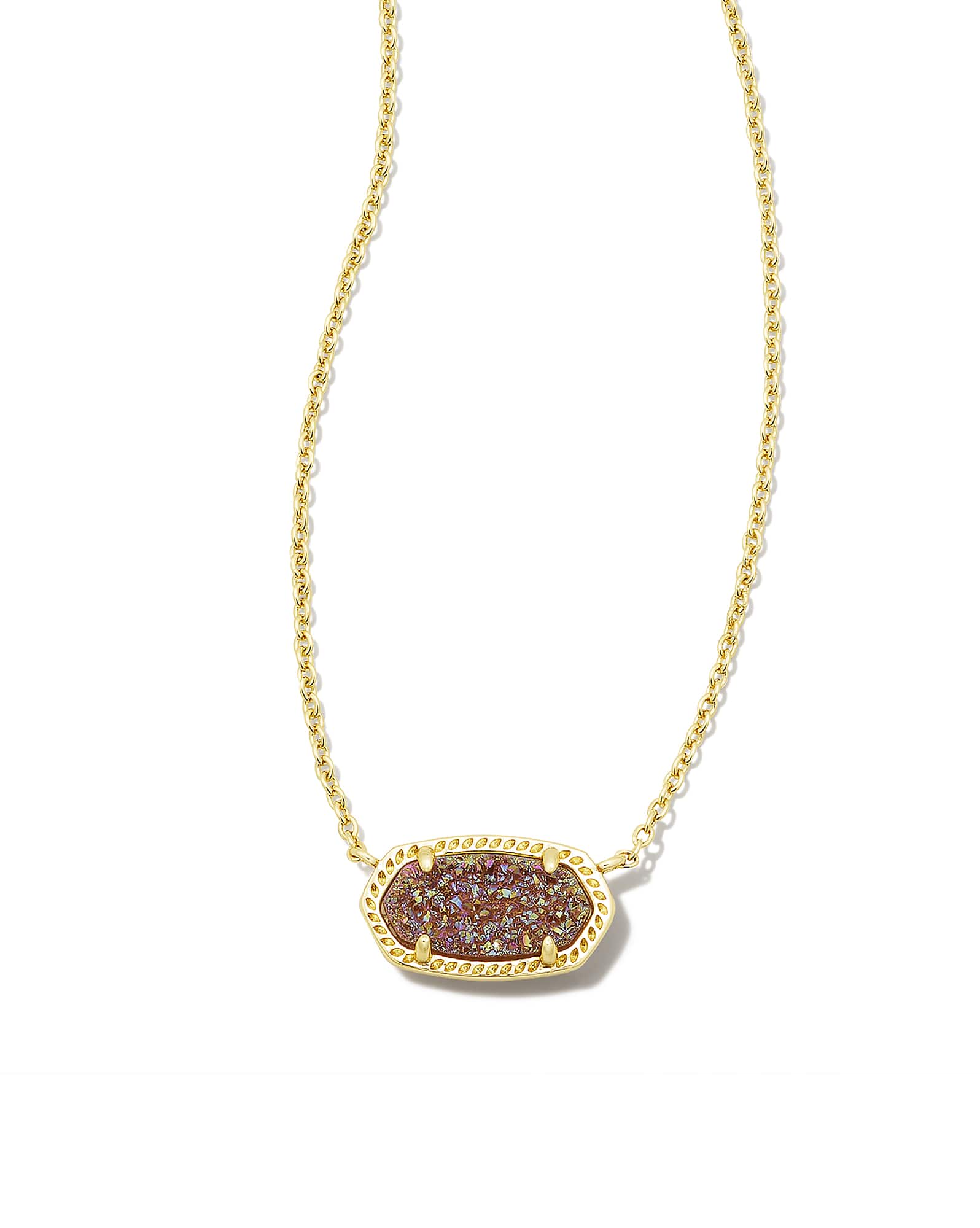 Elisa Gold Pendant Necklace in Spice Drusy