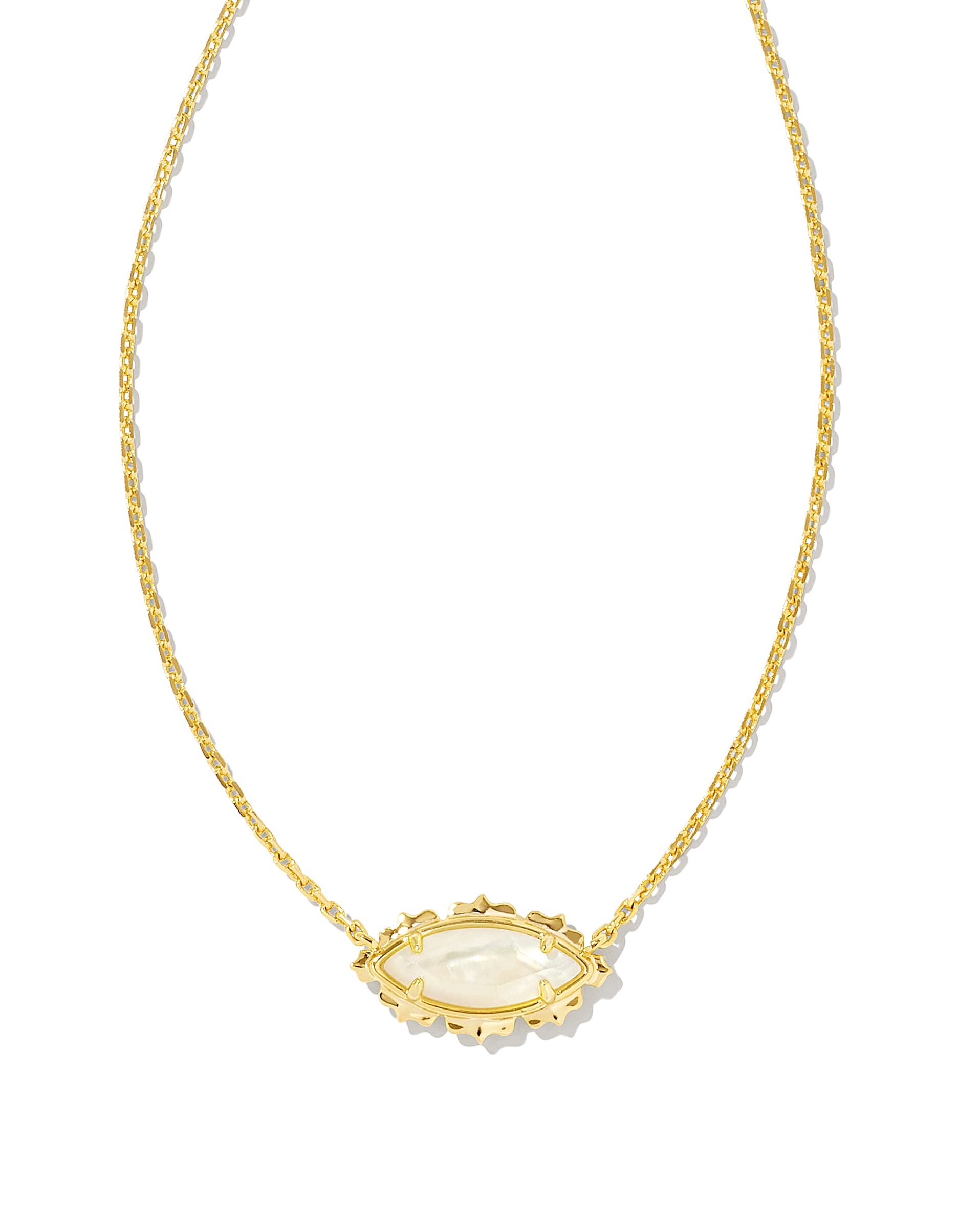 Genevieve Gold Short Pendant Necklace in Ivory Mother-of-Pearl