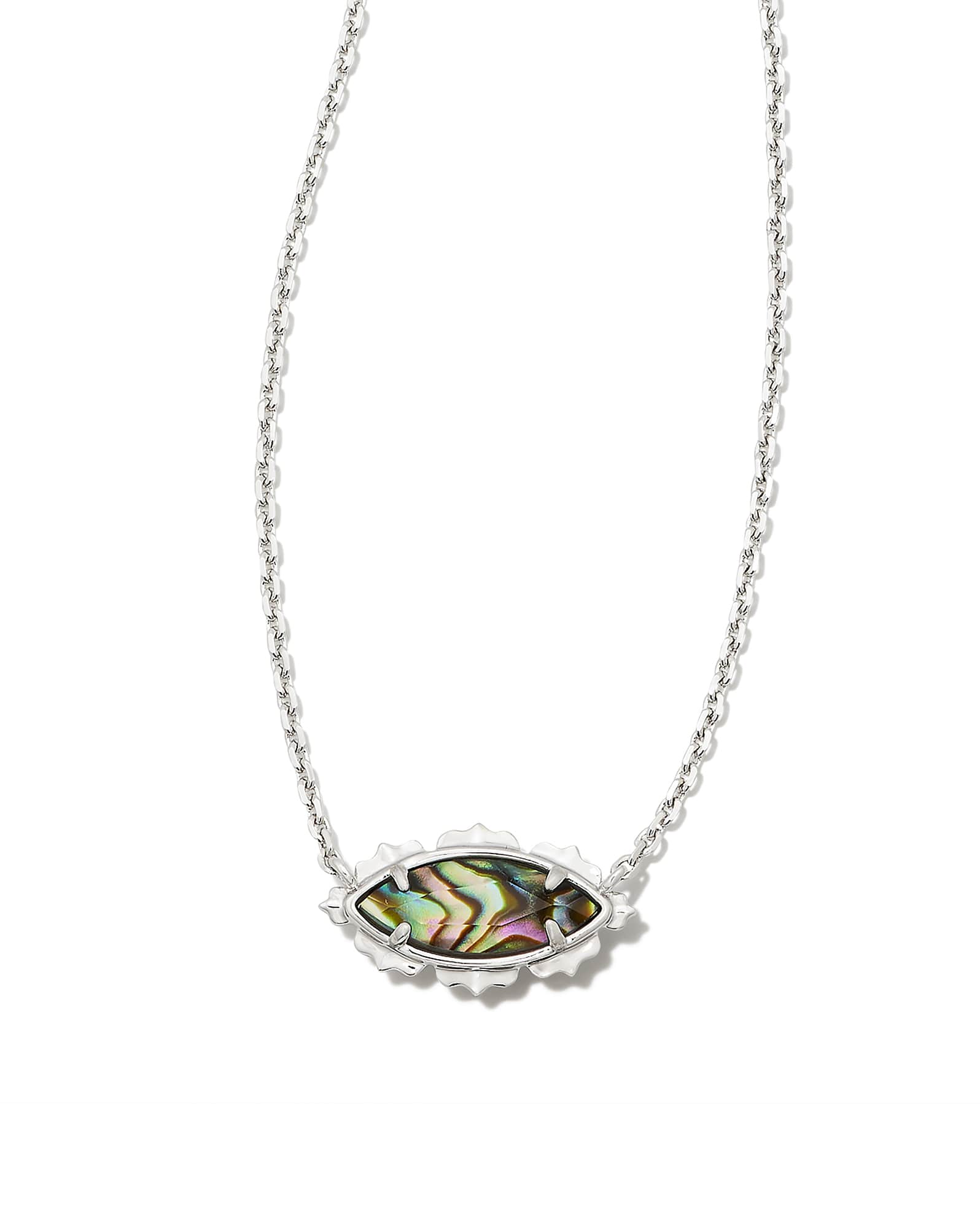 Genevieve Silver Short Pendant Necklace in Abalone