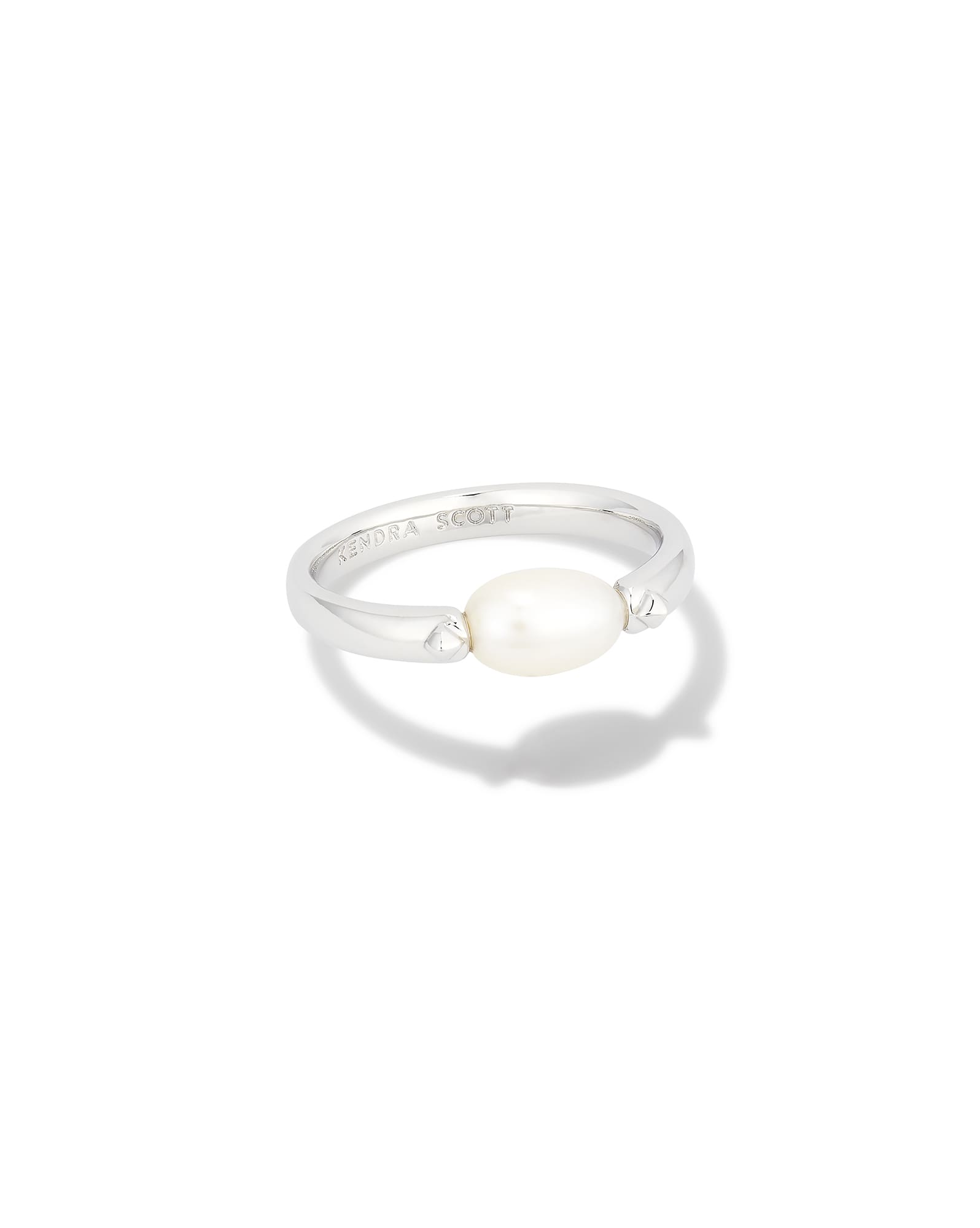 Leighton Silver Pearl Band Ring in White Pearl