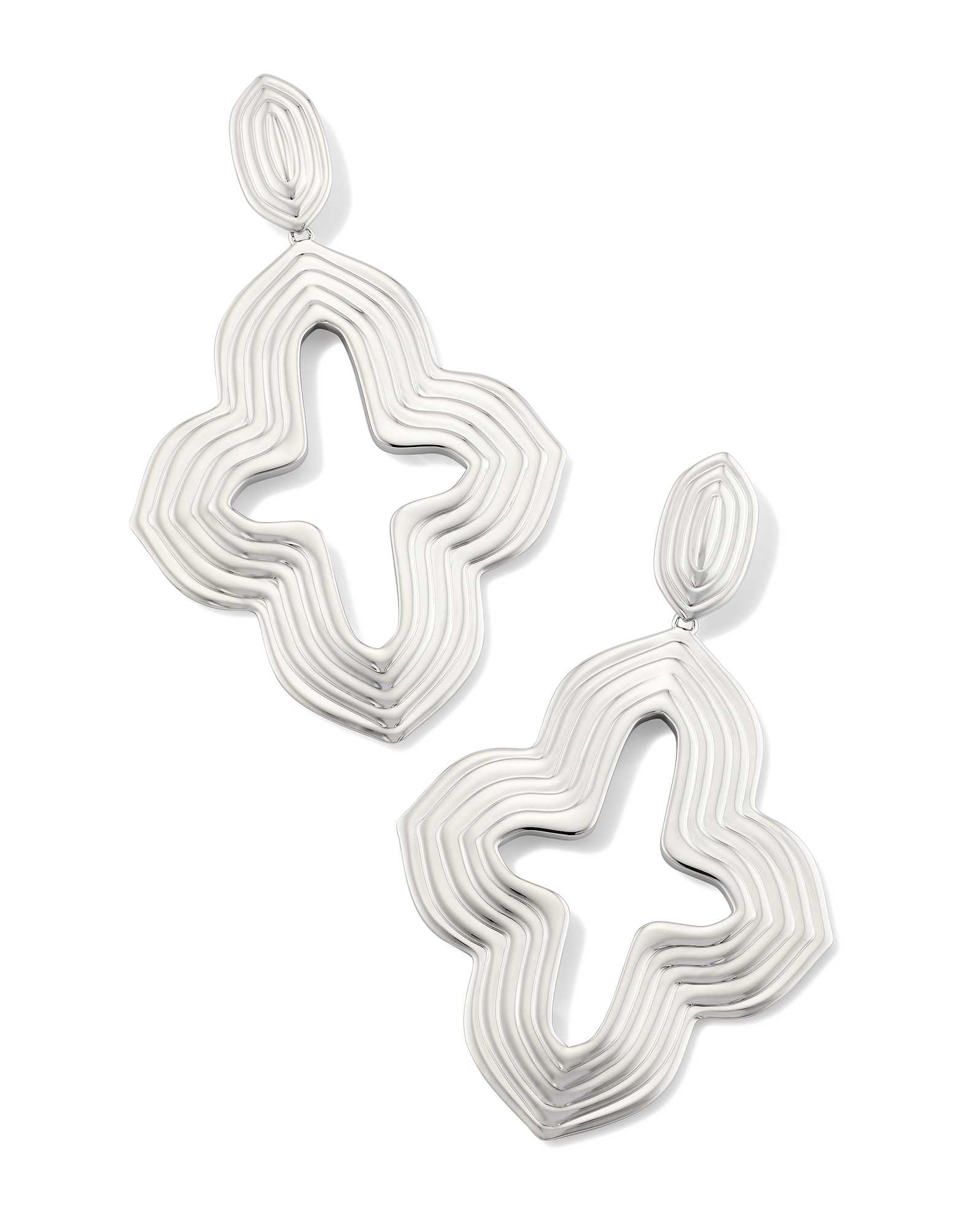 Abbie Metal Statement Earrings in Silver