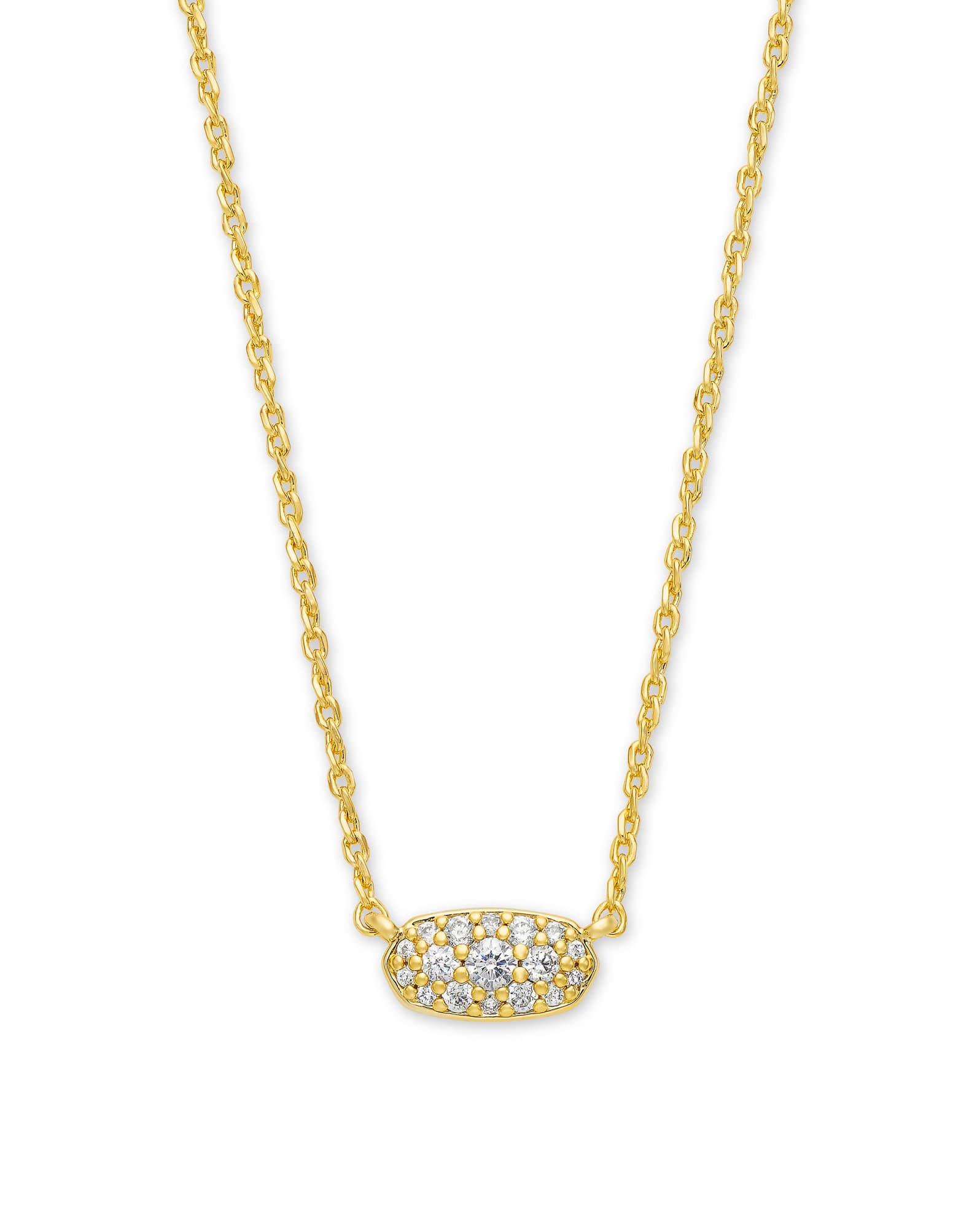 Grayson Gold Pendant Necklace in White Crystal