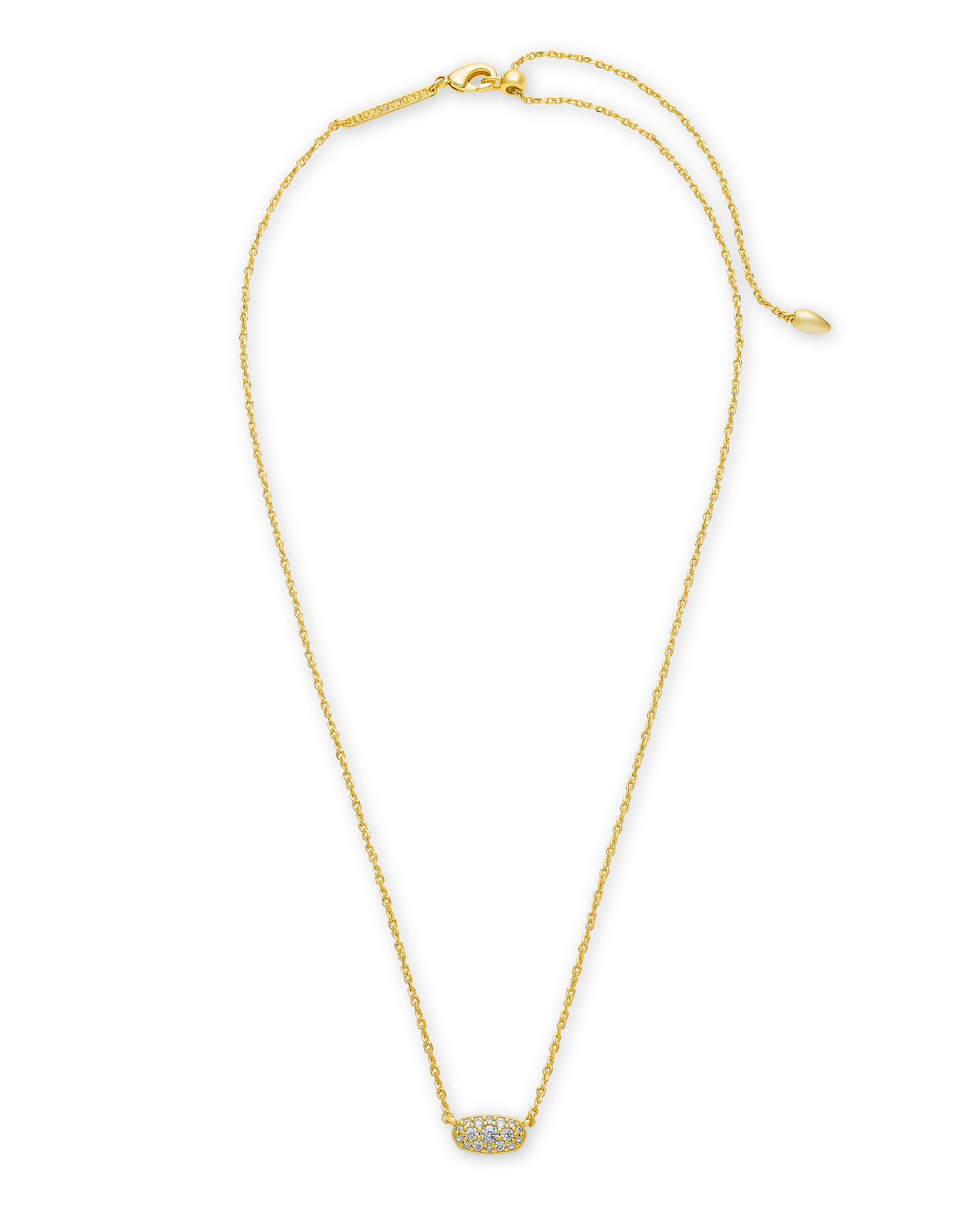 Grayson Gold Pendant Necklace in White Crystal