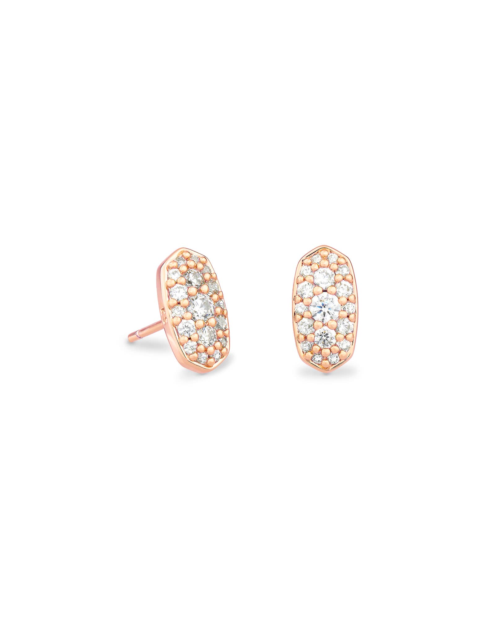 Grayson Rose Gold Stud Earrings in White CZ
