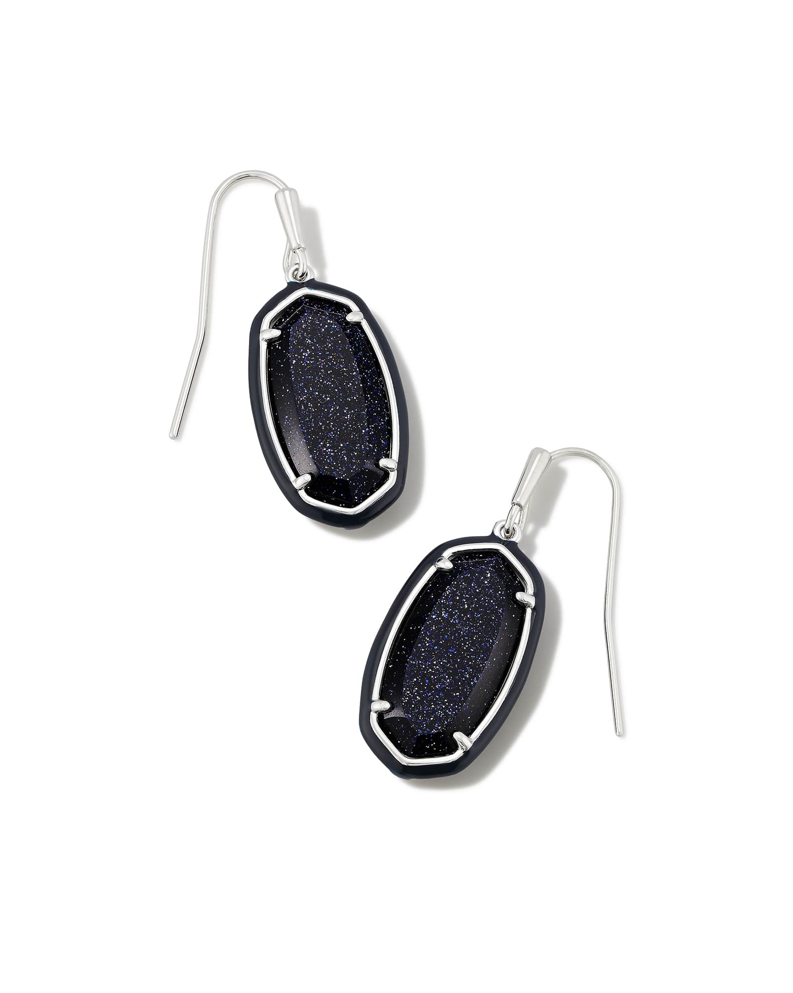Dani Enamel Framed Drop Earrings in Silver