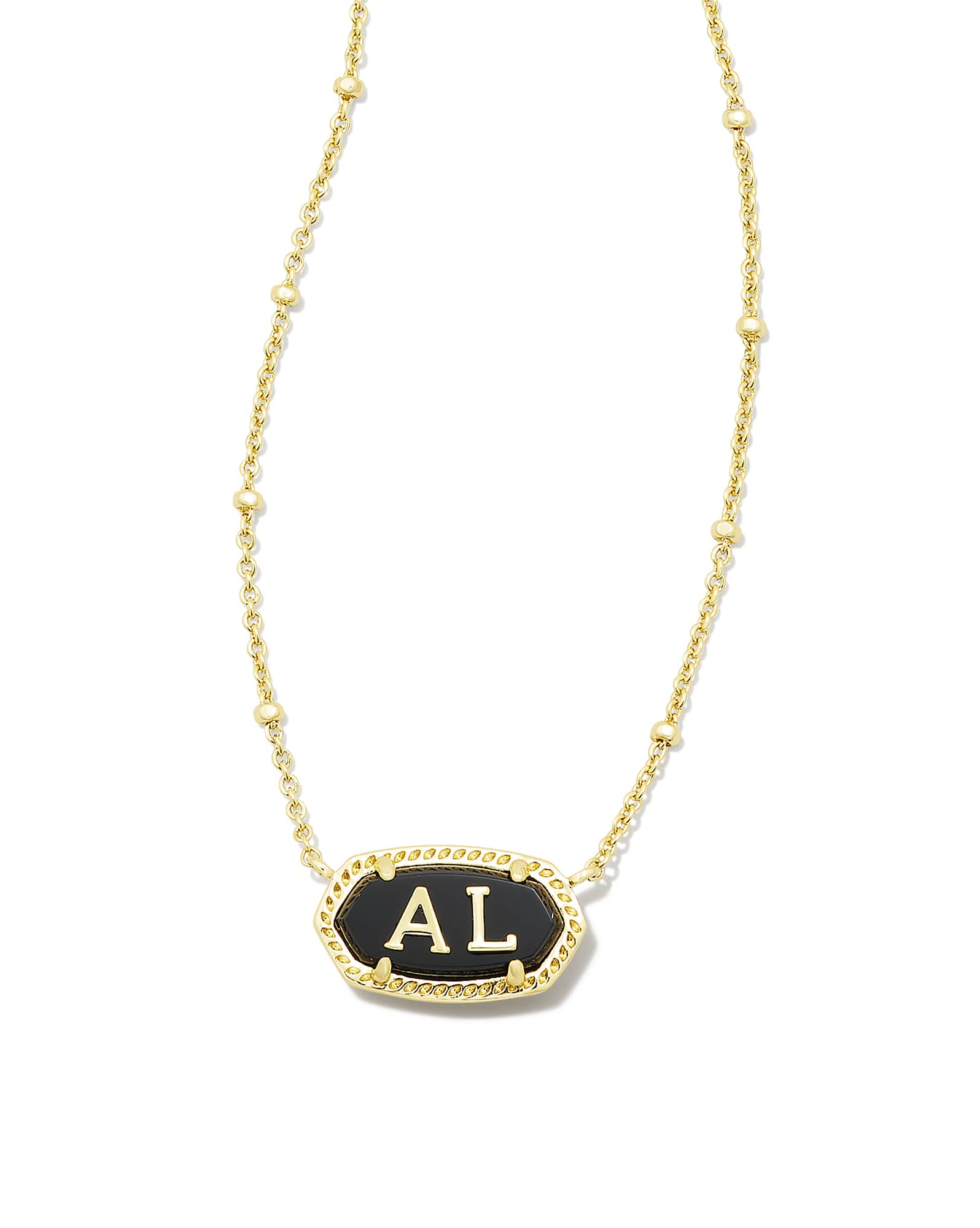 Elisa Gold Alabama Necklace in Black Agate