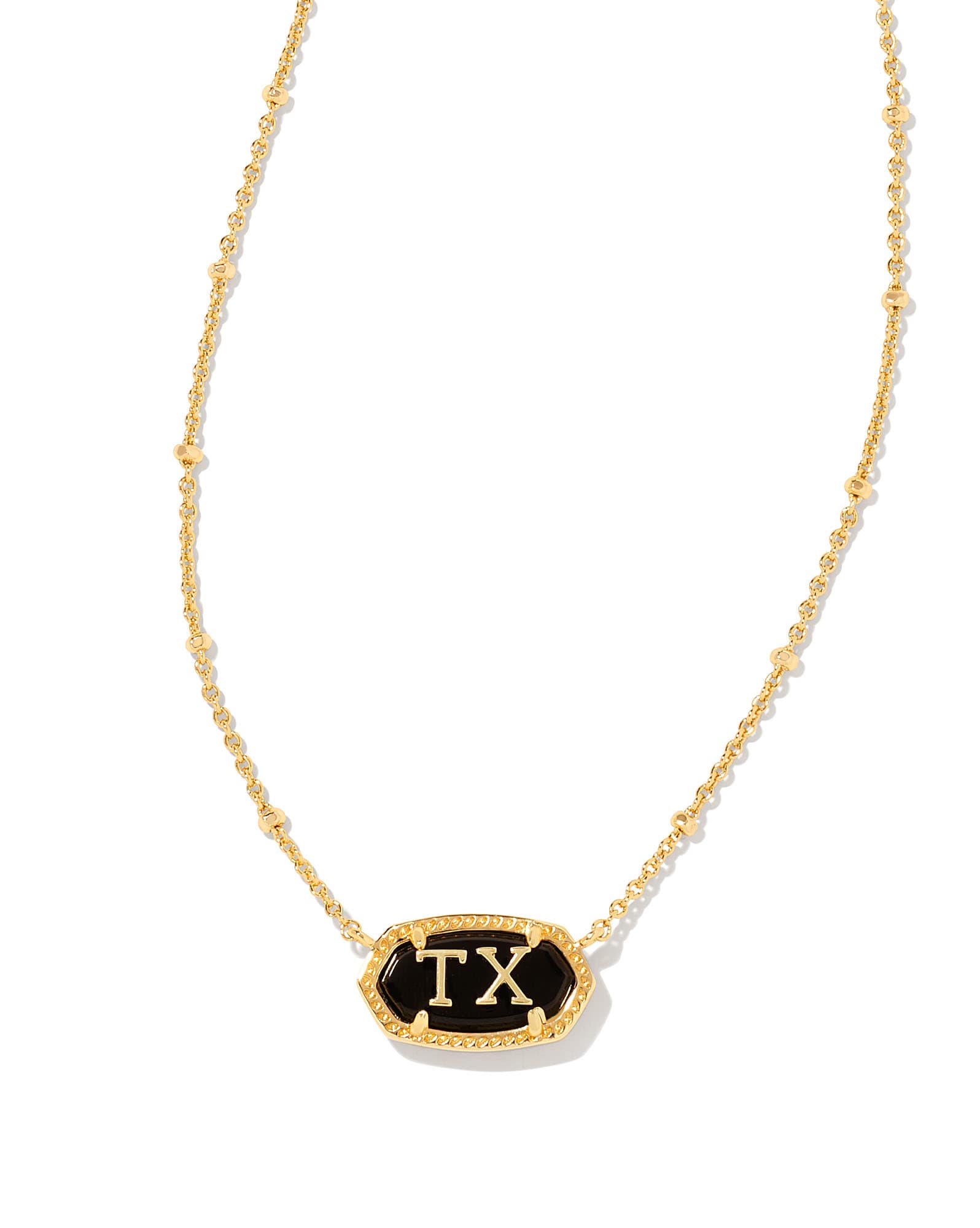 Elisa Gold Texas Necklace in Black Agate