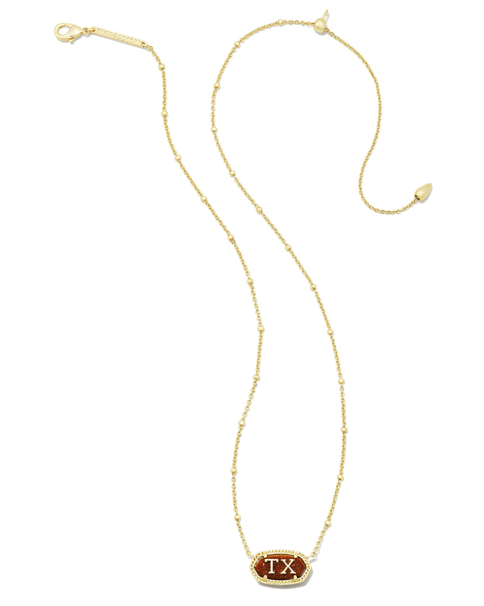 Elisa Gold Texas Necklace in Orange Goldstone