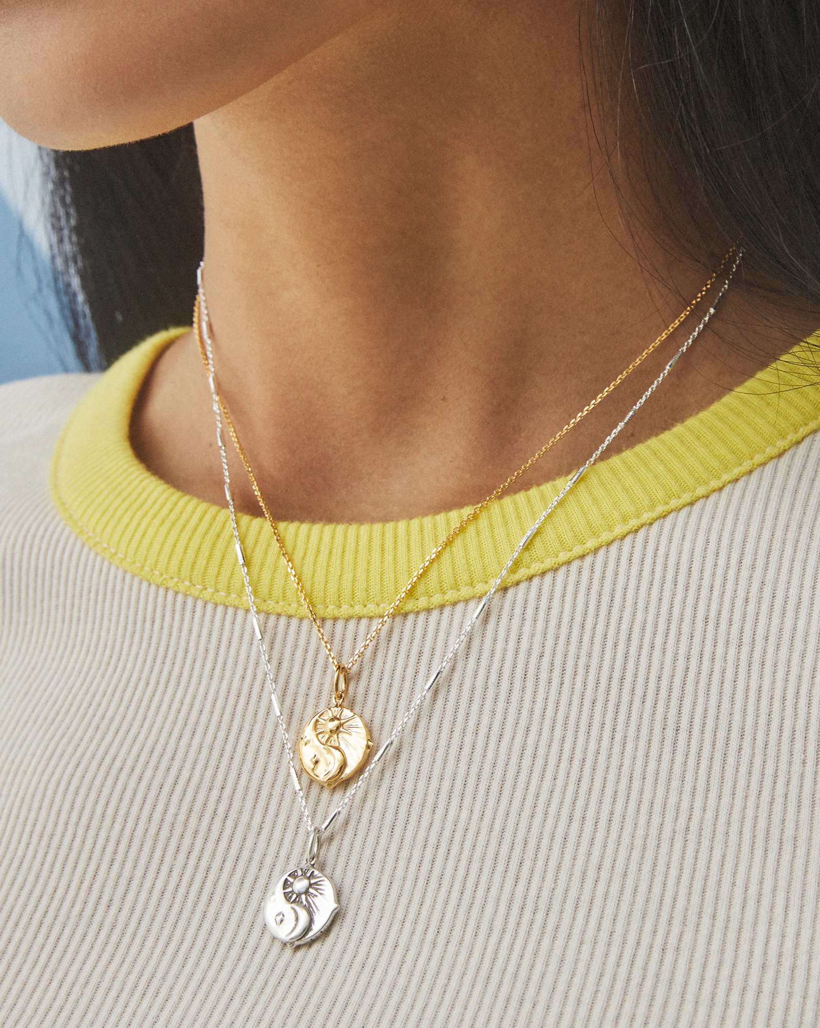 Sun & Moon Charm in Oxidized Sterling Silver