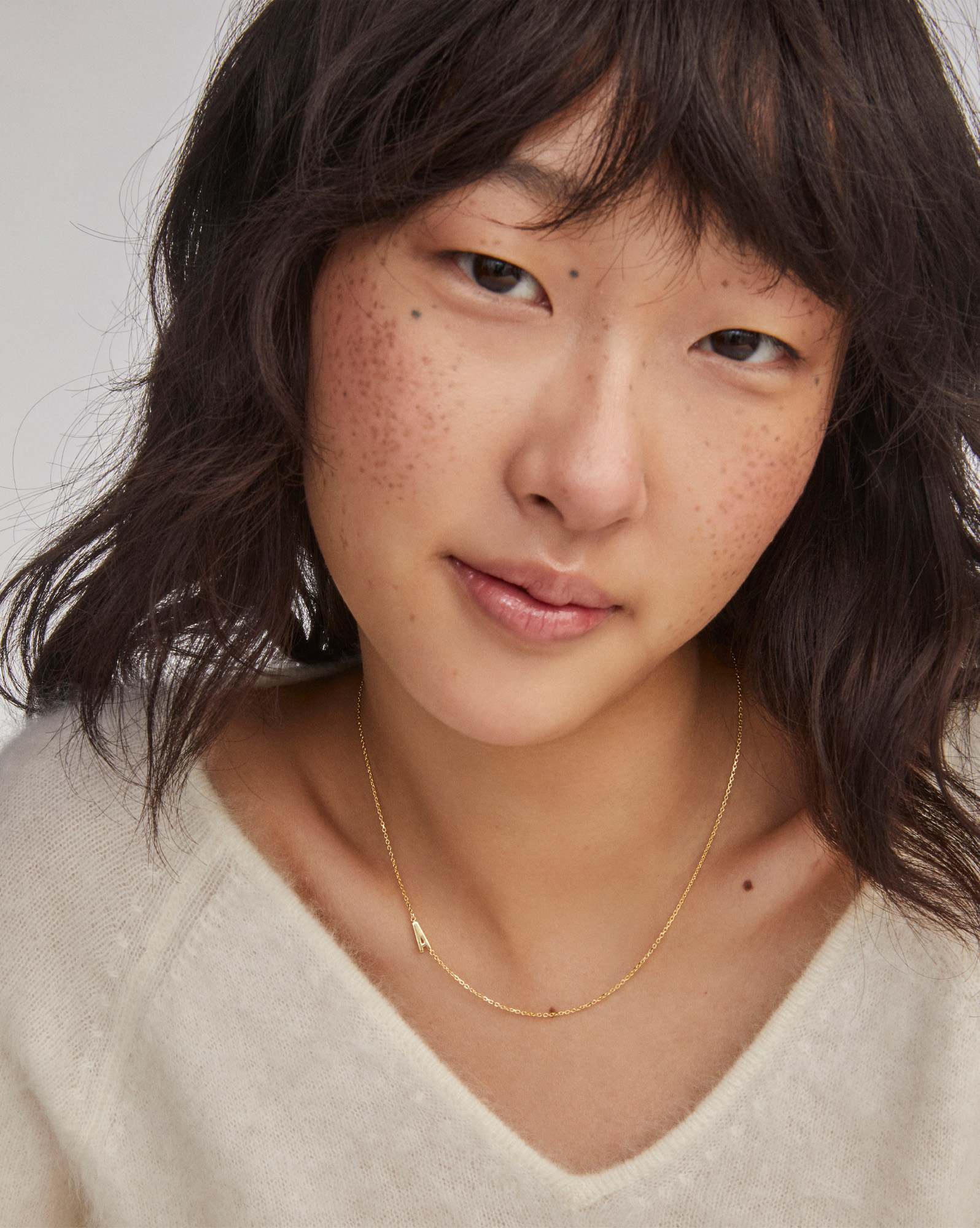 Letter A Inline Initial Necklace in 18k Gold Vermeil