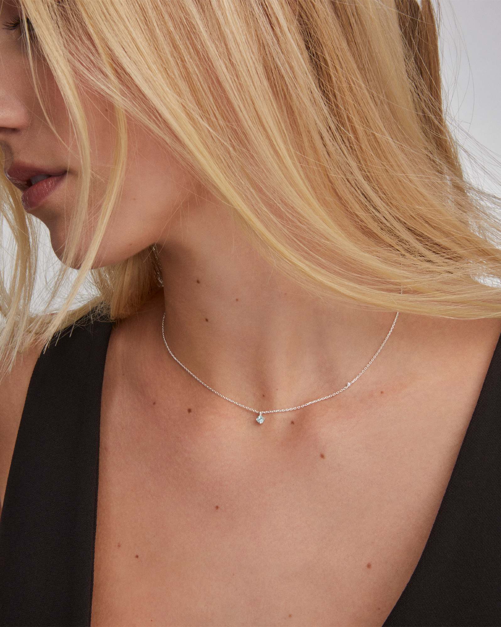 Maisie Sterling Silver Pendant Necklace in Aquamarine