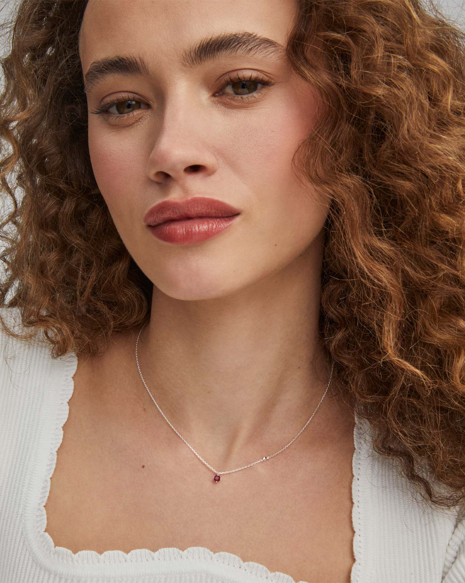 Maisie Sterling Silver Pendant Necklace in Ruby