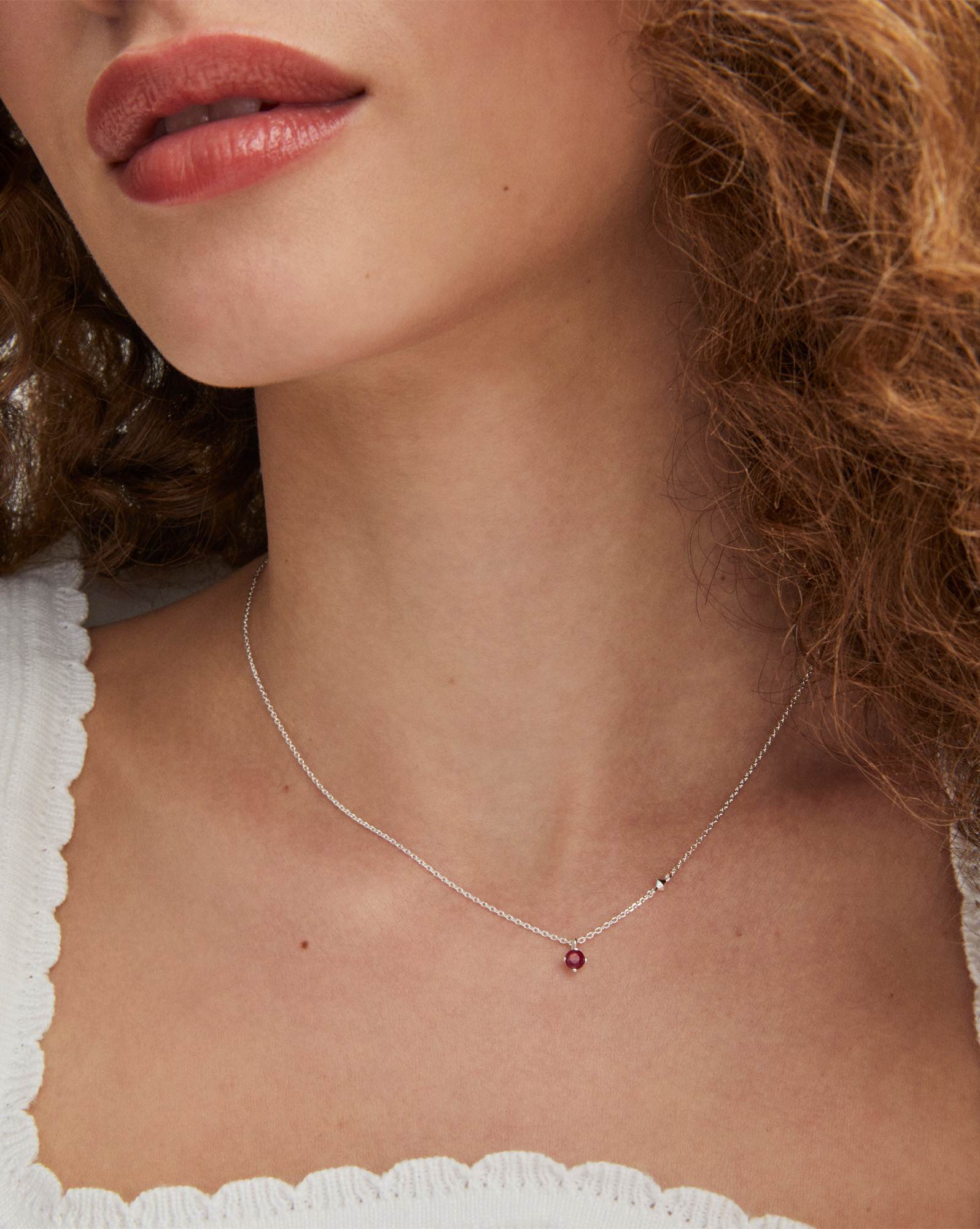 Maisie Sterling Silver Pendant Necklace in Ruby