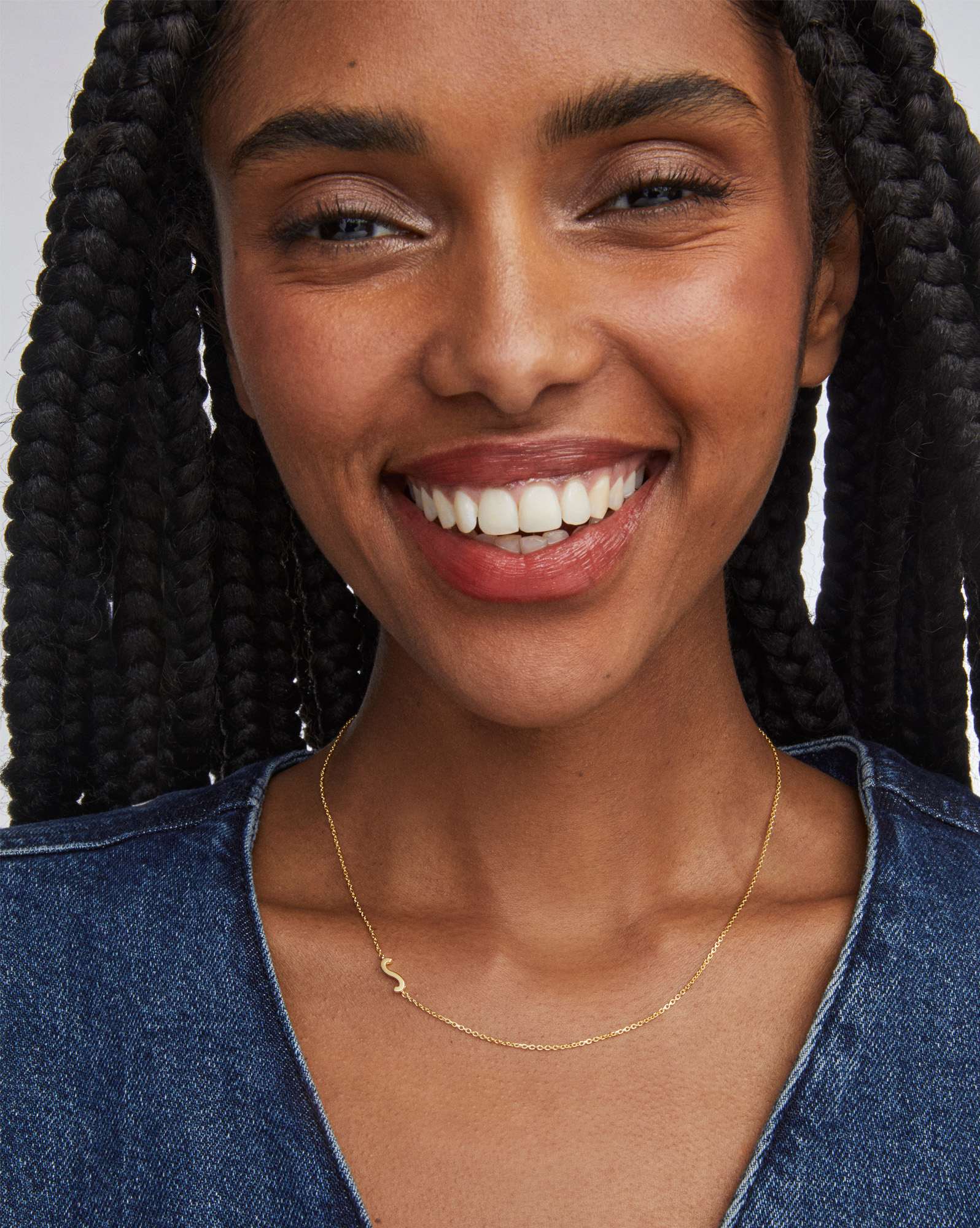 Letter S Inline Initial Necklace in 18k Gold Vermeil