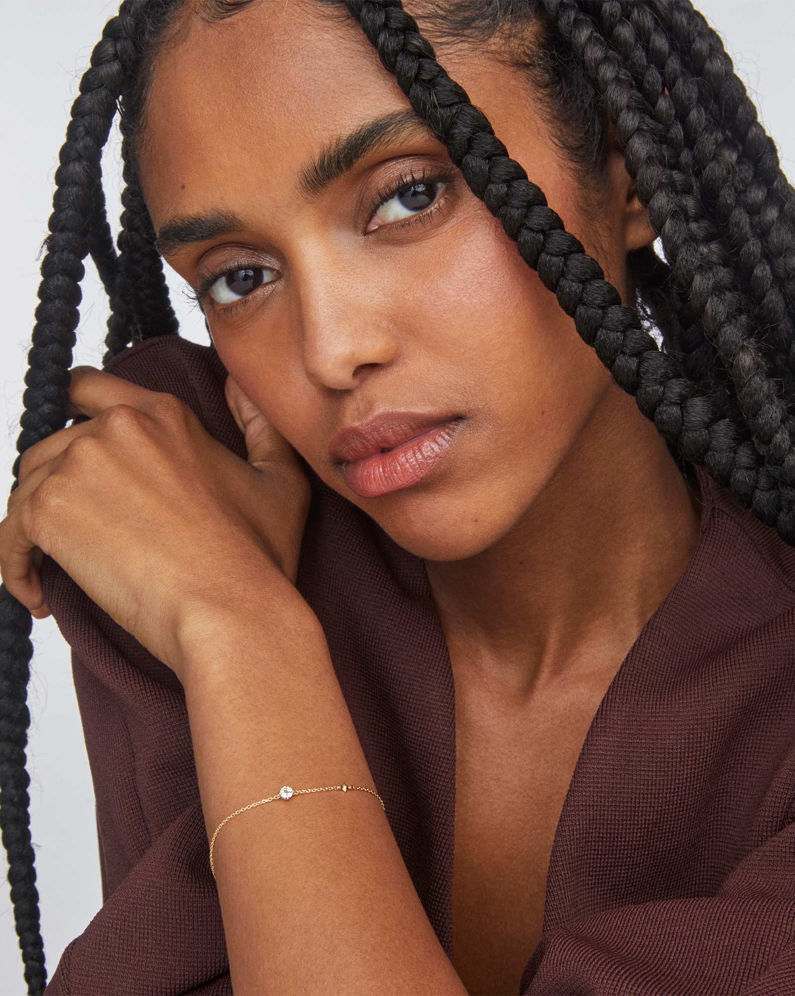 Maisie 18k Gold Vermeil Delicate Chain Bracelet in White Topaz