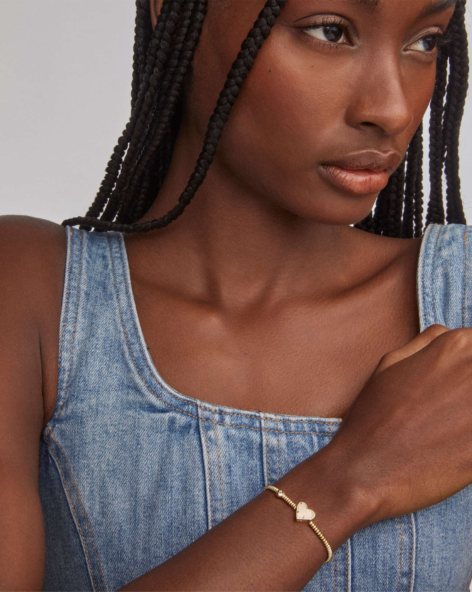 Ari Heart Gold Stretch Bracelet in Iridescent Drusy