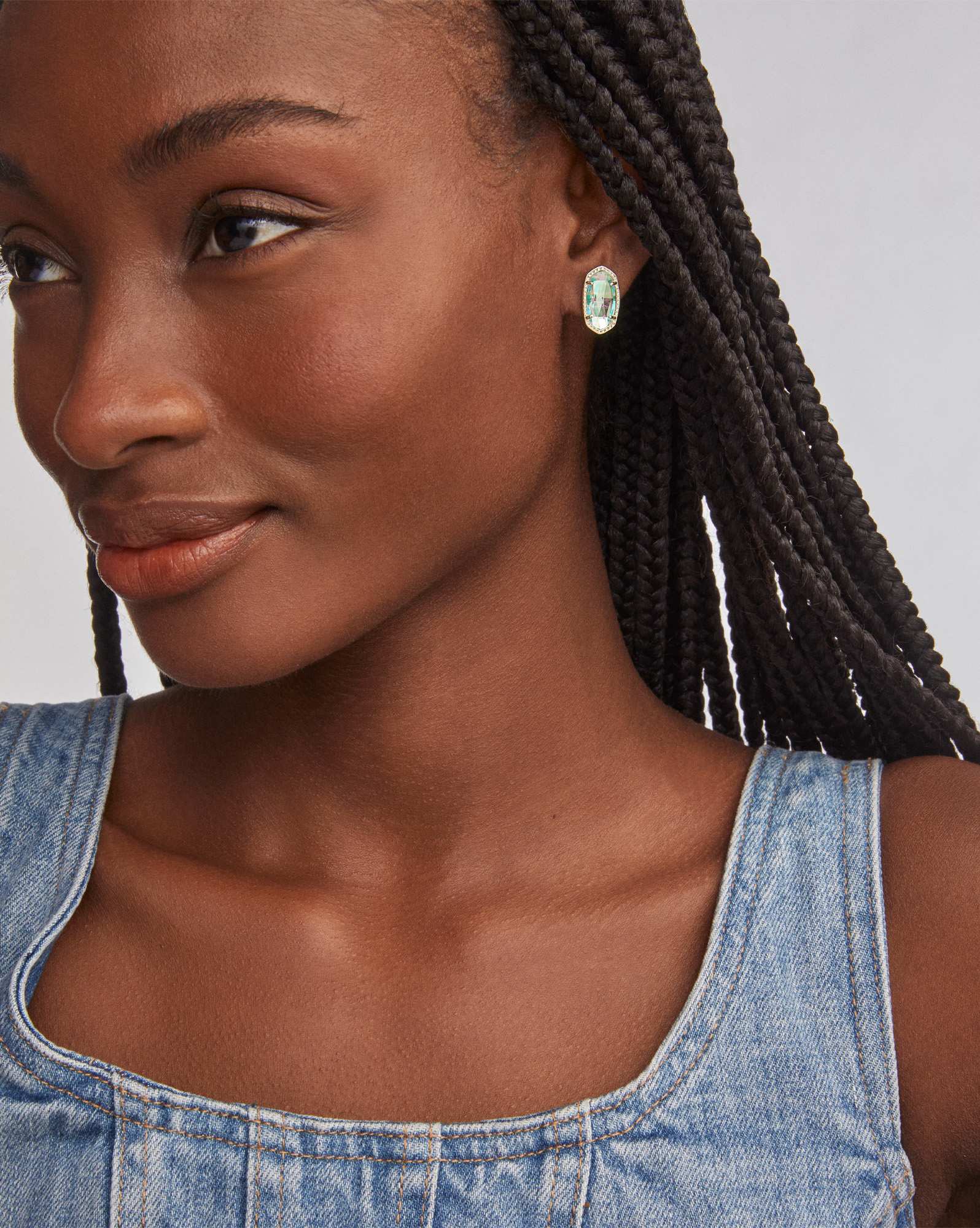 Ellie Gold Stud Earrings in Dichroic Glass