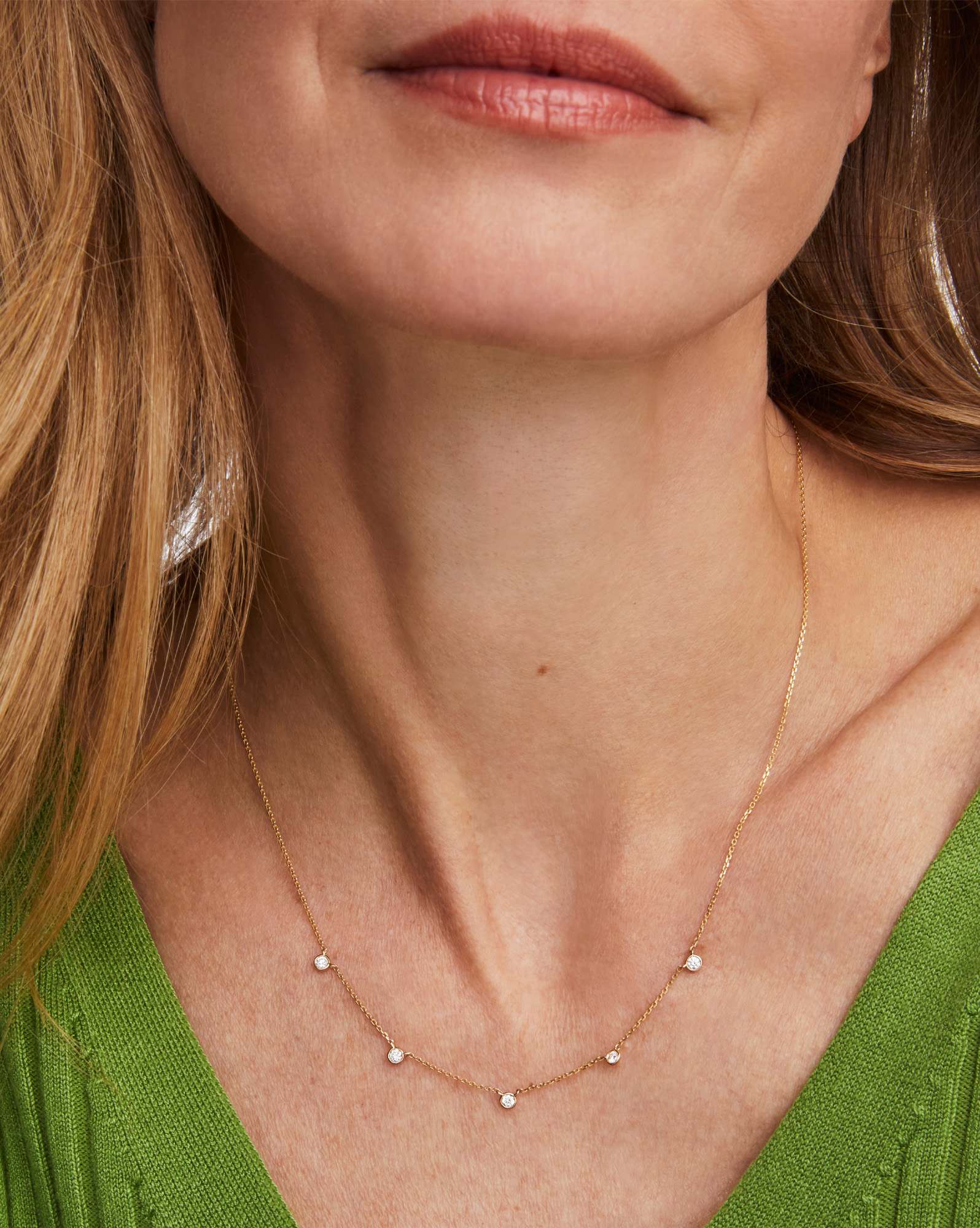 Audrey Strand Necklace in White Diamond