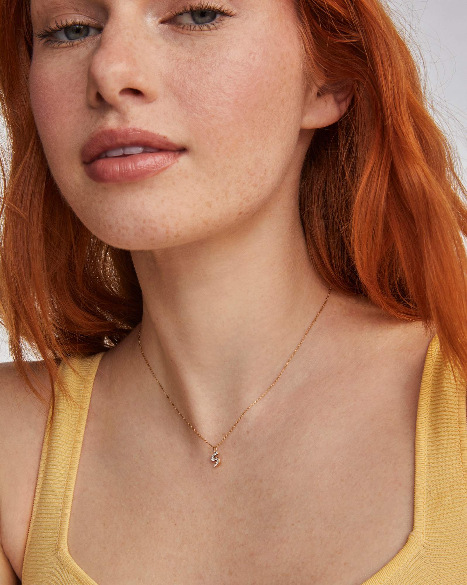 Diamond Letter S Pendant Necklace in 14k Yellow Gold