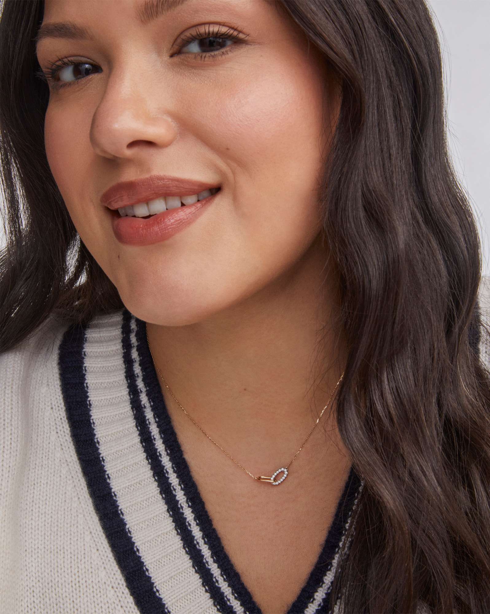 0.24 ct Elisa 14k Yellow Gold Interlocking Pendant Necklace in White Diamond