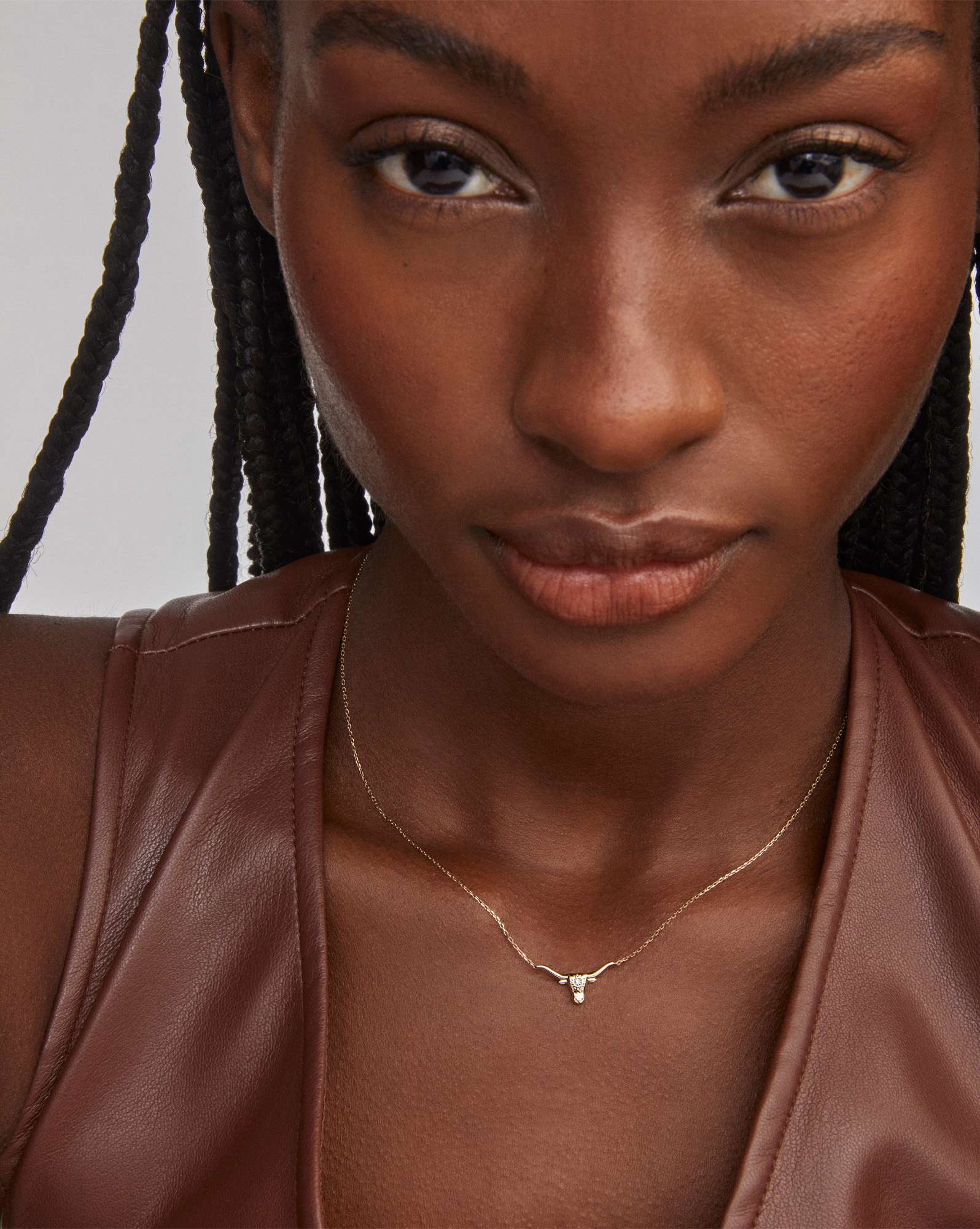 Diamond Accent 14k Yellow Gold Longhorn Necklace in White Diamond