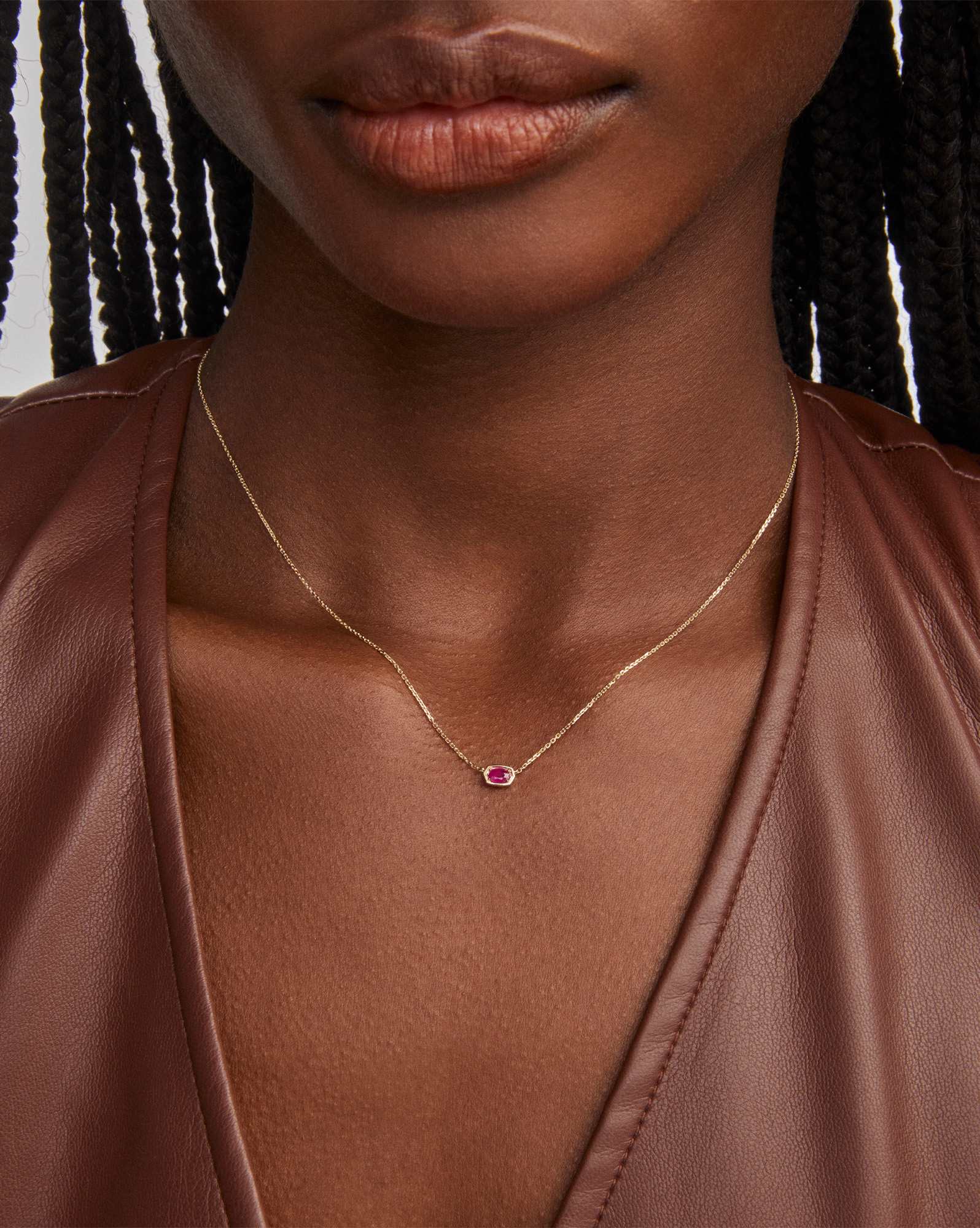 Marisa 14k Yellow Gold Oval Solitaire Pendant Necklace in Ruby