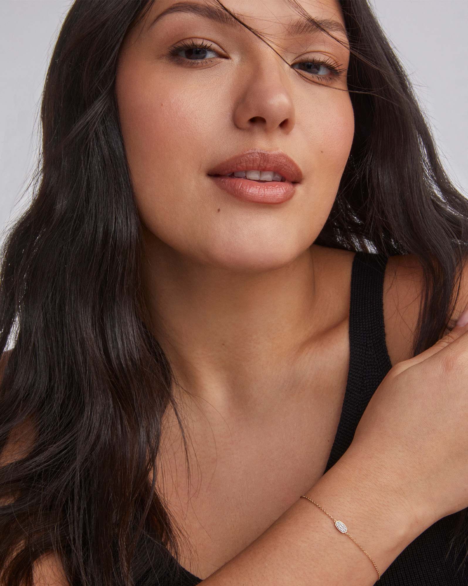 Millicent 14k Yellow Gold Delicate Chain Bracelet in White Diamond