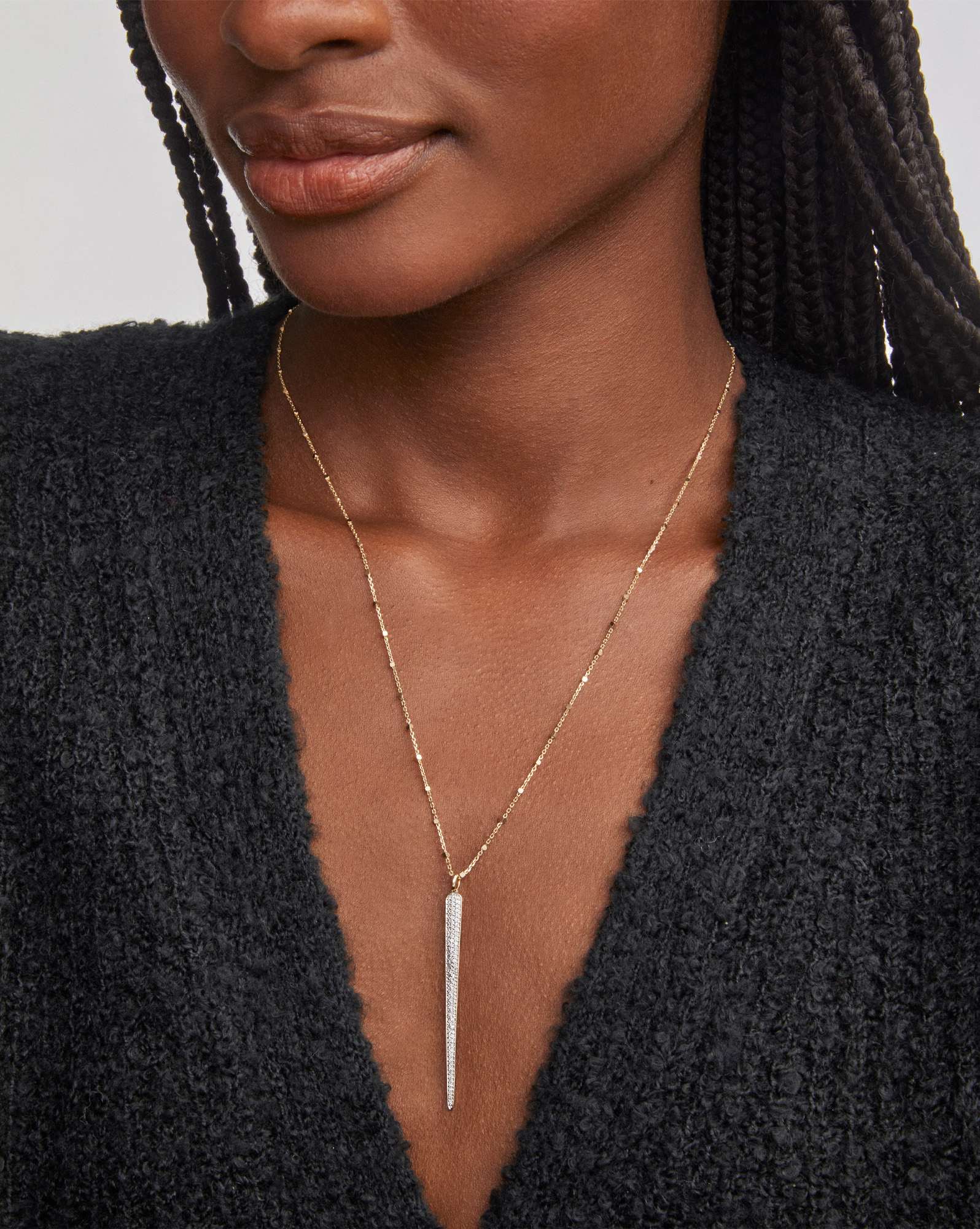 0.31 ct Spike 14k Yellow Gold Statement Necklace in White Diamond