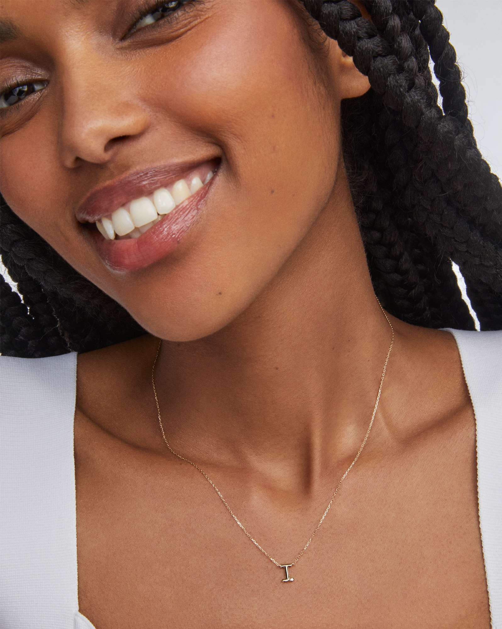 Diamond Accent Letter I 14k Yellow Gold Pendant Necklace in White Diamond