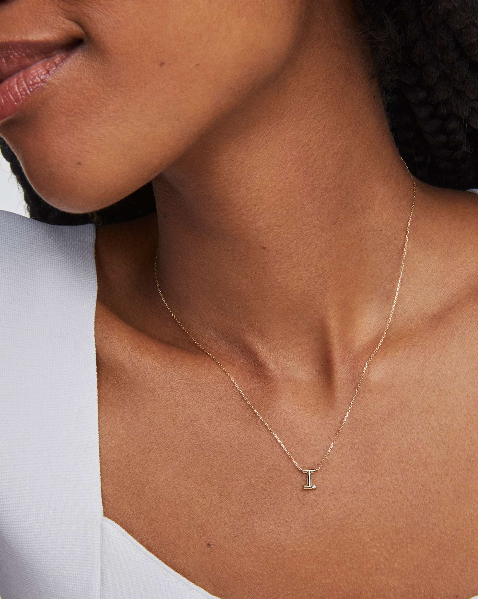 Diamond Accent Letter I 14k Yellow Gold Pendant Necklace in White Diamond