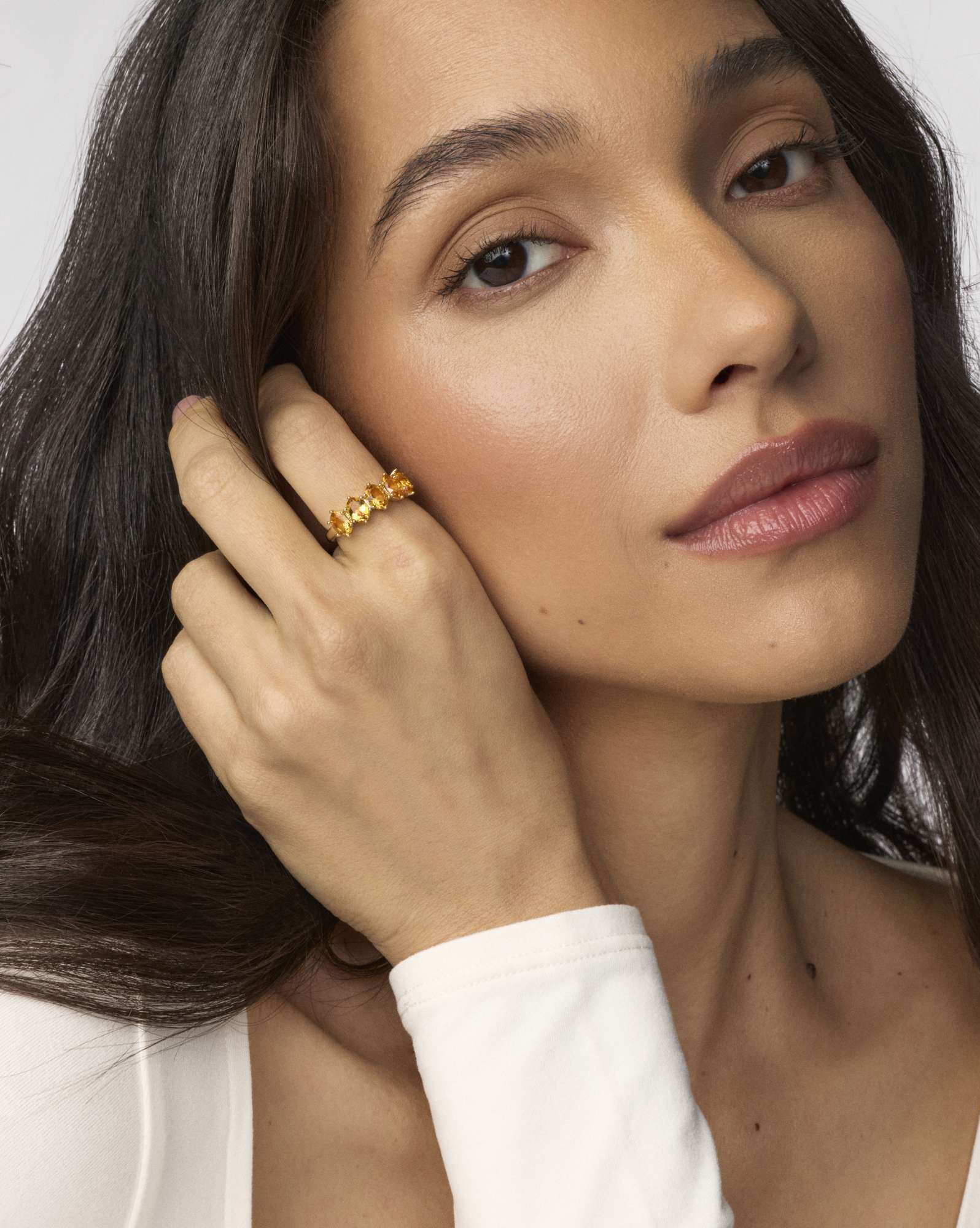 Cailin Gold Crystal Band Ring in Golden Yellow Crystal