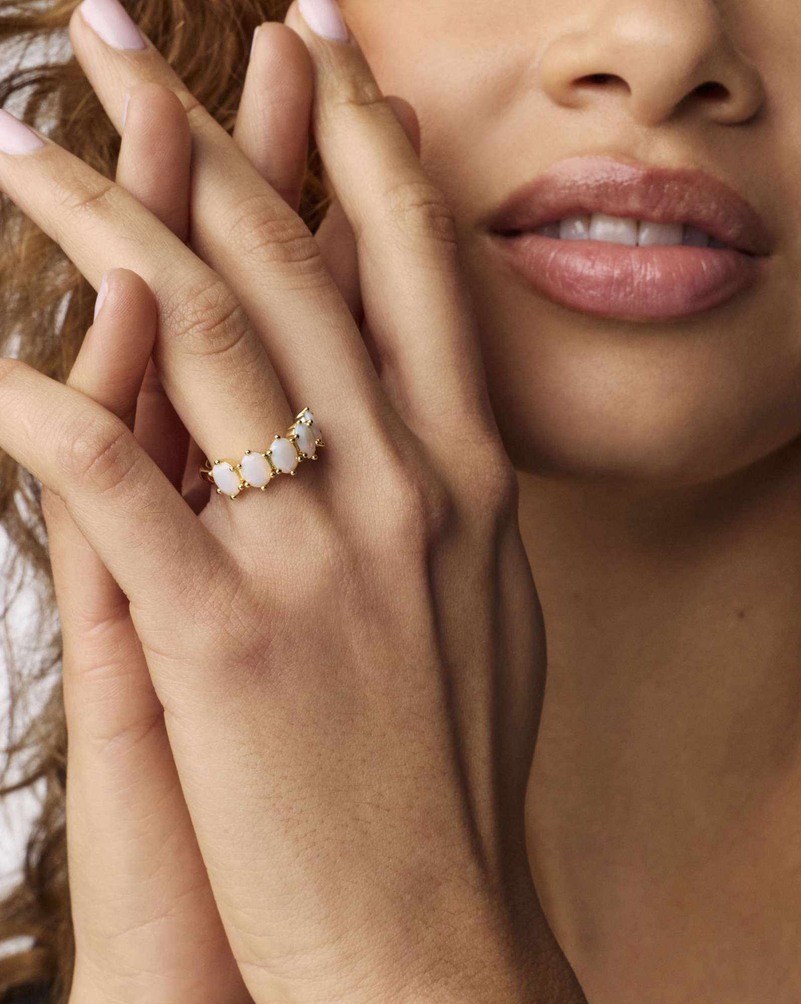 Cailin Gold Crystal Band Ring in White Iridescent Crystal