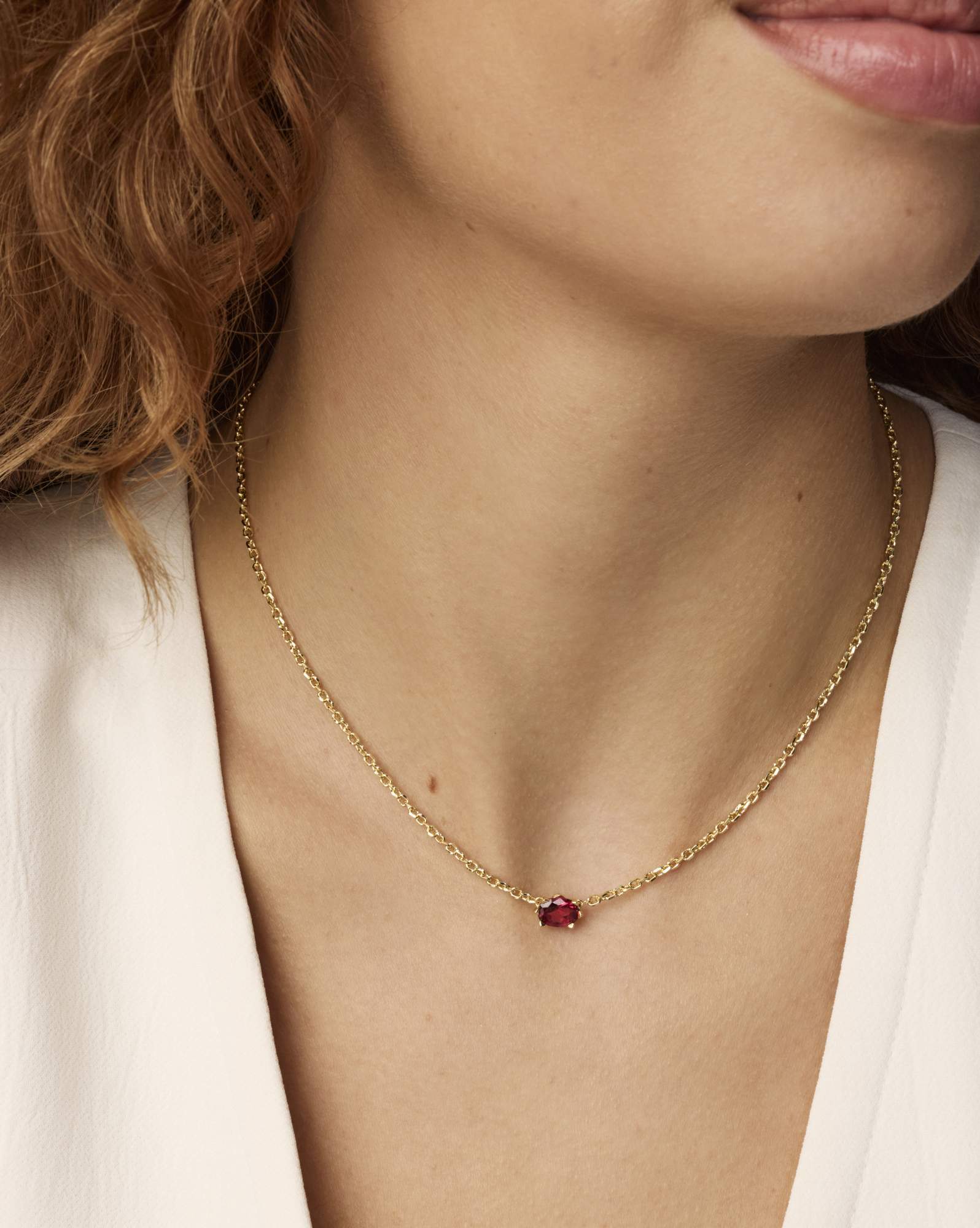 Cailin Gold Pendant Necklace in Burgundy Crystal