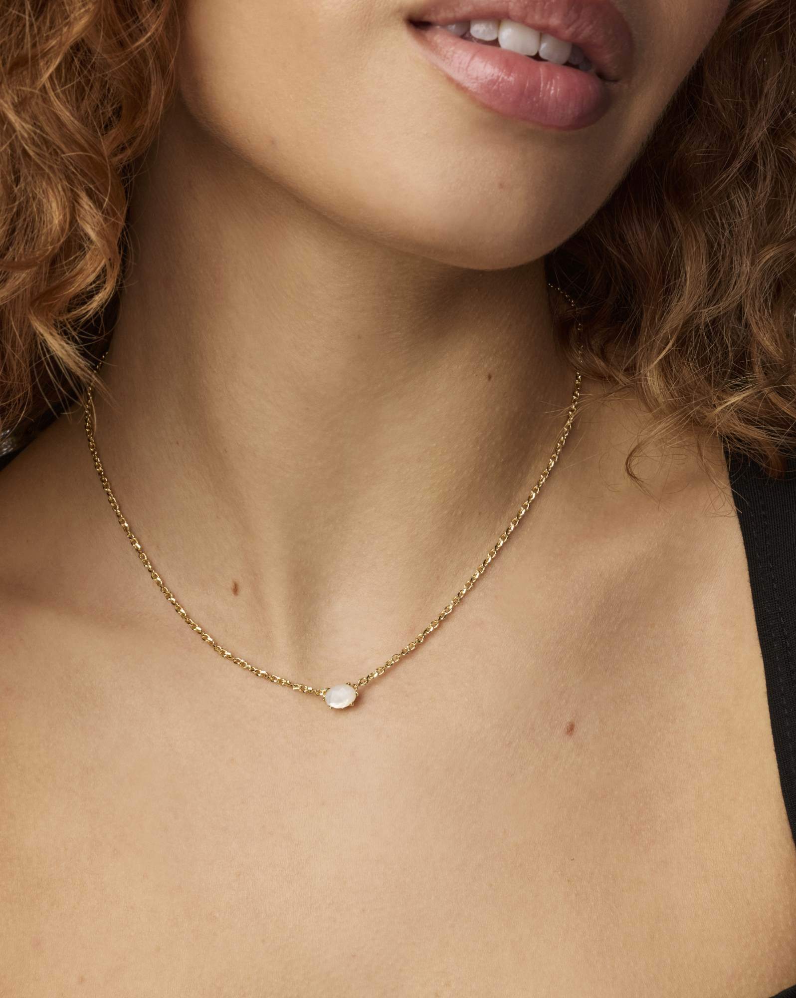 Cailin Gold Pendant Necklace in Ivory Mother-of-Pearl
